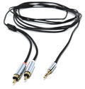 DRUT 3.5mm 1/8 Stereo Jack to 2 x RCA Phono Plugs, Auxiliary, Shielded Audio Cable, Gold Connectors