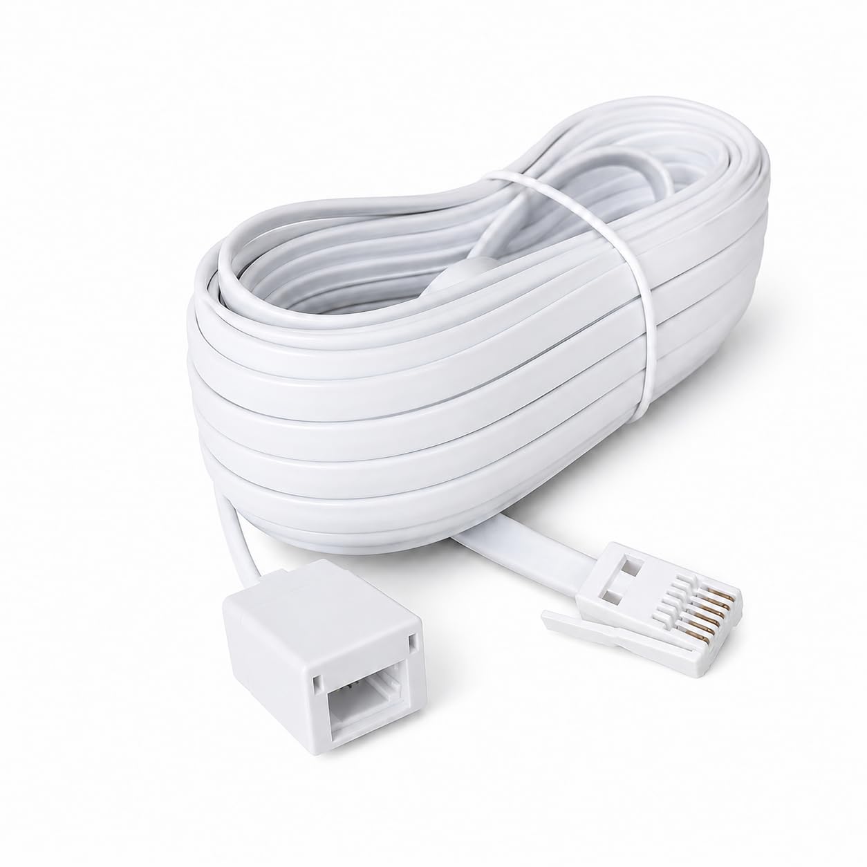 DRUT BT Telephone Flat Extension Cable (631a) 28AWG Lead Wire, 6 Pin Core, BT Male to BT Female, Jack to Socket