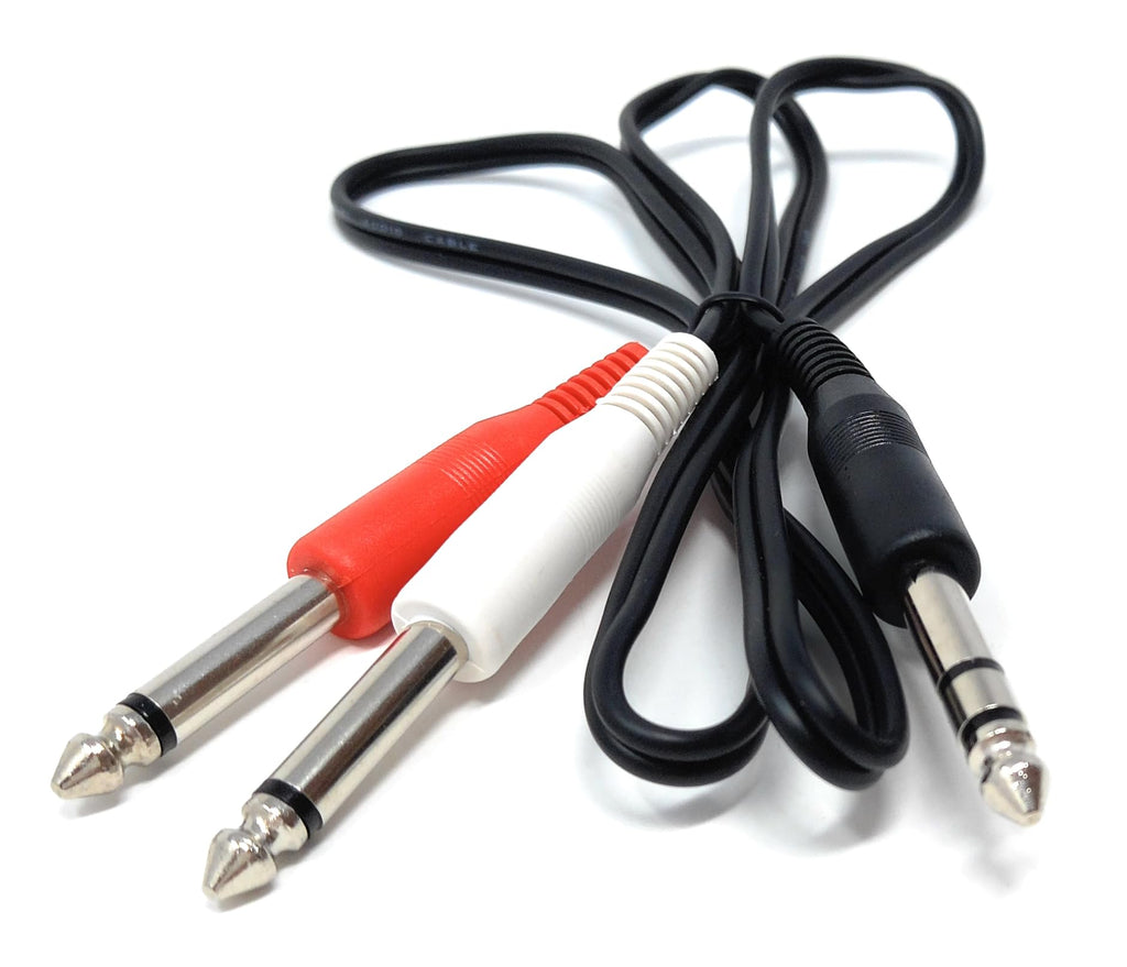 6.35mm Stereo Jack To 2 x 6.35mm Mono Jack Y Splitter TRS Stereo to Twin 1/4 Inch TS Mono Lead Cable