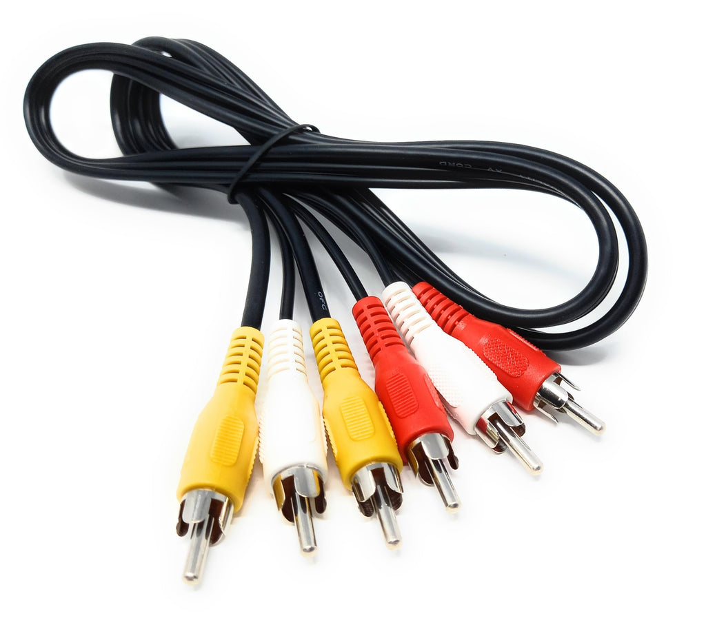 DRUT Triple 3 x RCA to RCA Phono Plugs to Plugs Composite, Audio Video Male to Male Cable Lead Nickel Contacts