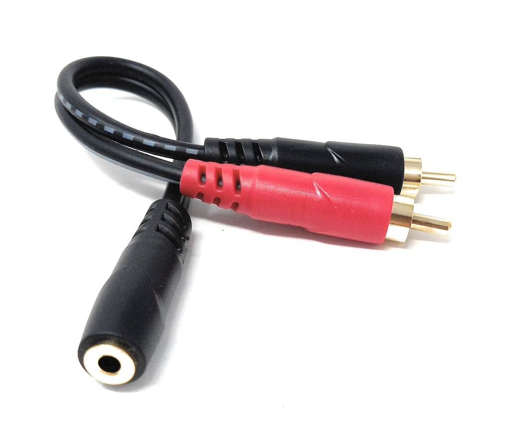 DRUT 3.5mm Stereo Jack Socket to 2x RCA Phono Plug – Audio Y Splitter Adapter Cable for AUX Devices, Speakers, Amplifiers, Headphones, HiFi Systems