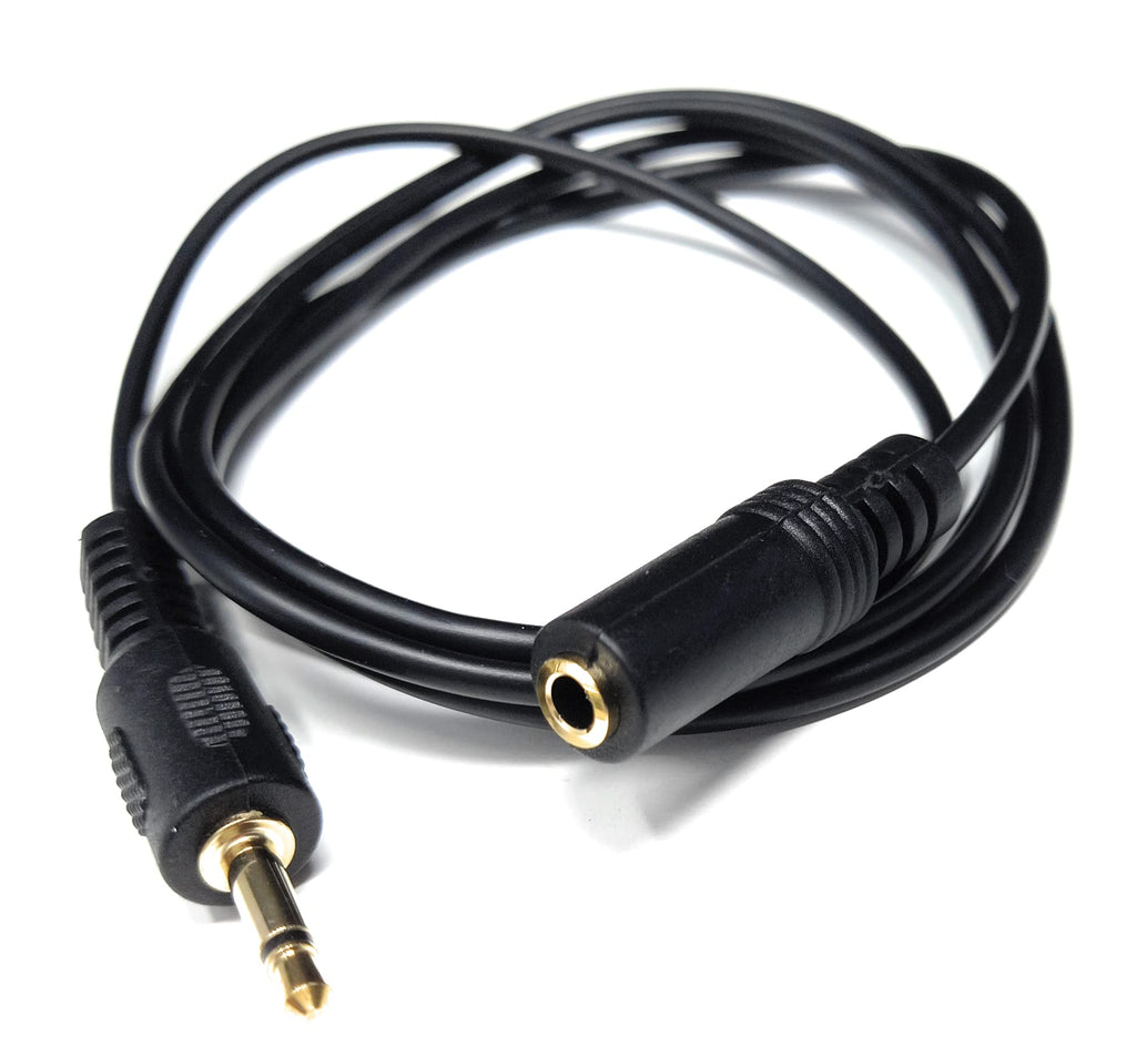 3.5mm Mono Jack to 3.5mm Socket Extension Cable Gold Connectors, Male Plug to Female Socket