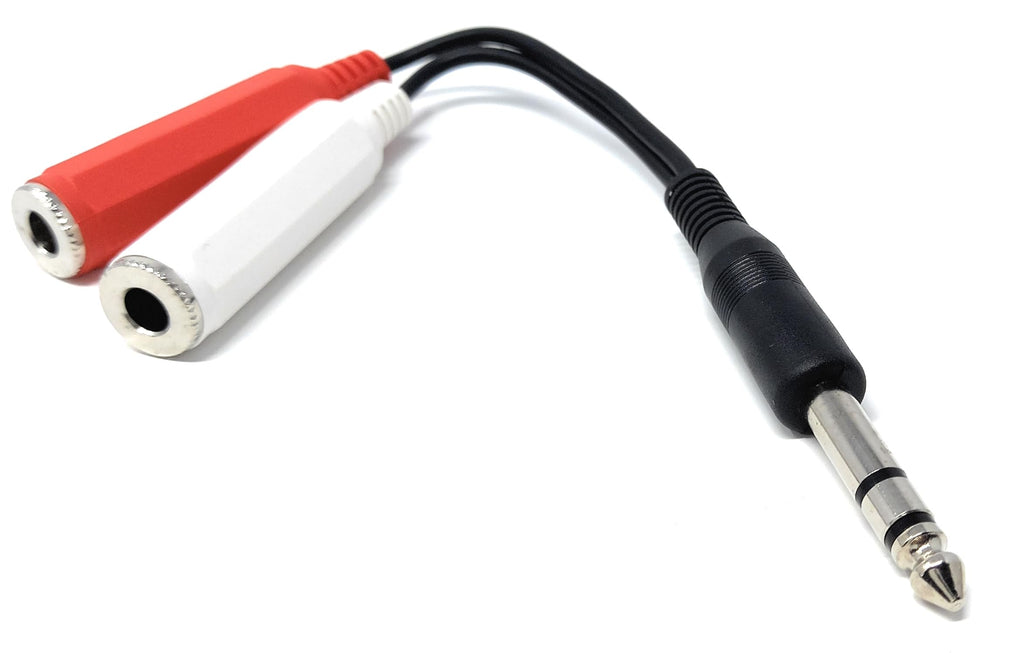 DRUT 6.35mm Stereo Jack to Twin 6.35mm Stereo Jack Sockets Cable Lead Adapter Splitter 1 Male to 2 Females