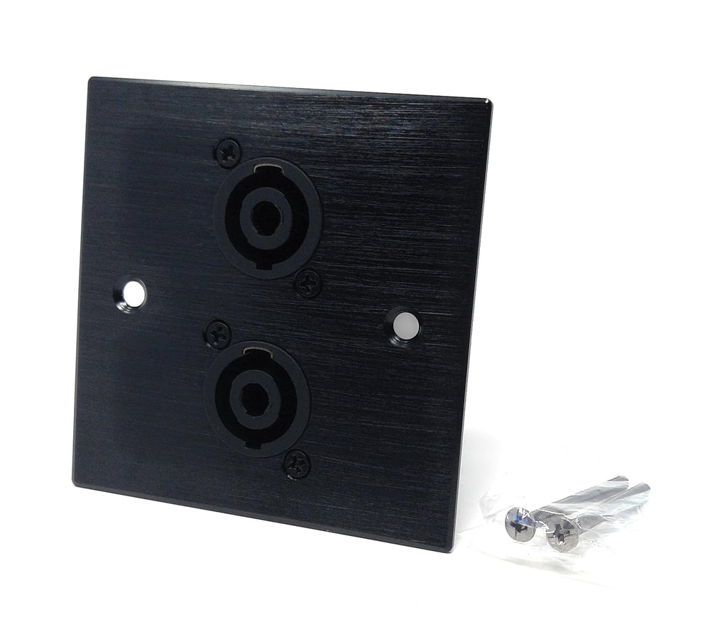 Single 2 Way Speakon Speaker Socket D-Series Outlet Wall Faceplate Brushed Aluminium Durable Metal Plate with Screws Included