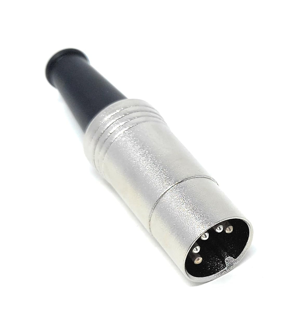 DRUT 5 Pin MIDI DIN Plug Audio Adapter Metal Body and Rubber Strain Relief, Solderable Connections