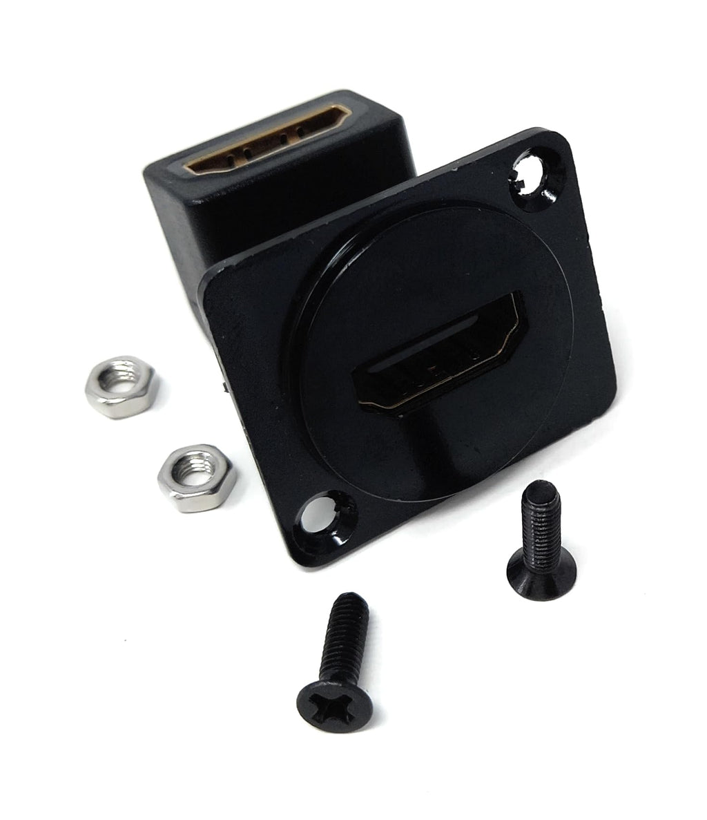DRUT HDMI 2.0 D-Series Panel Mount Adapter – 4K Female to Female Feed-Through Connector, 90° Angled for Wall Plates, Racks, and Device Panels