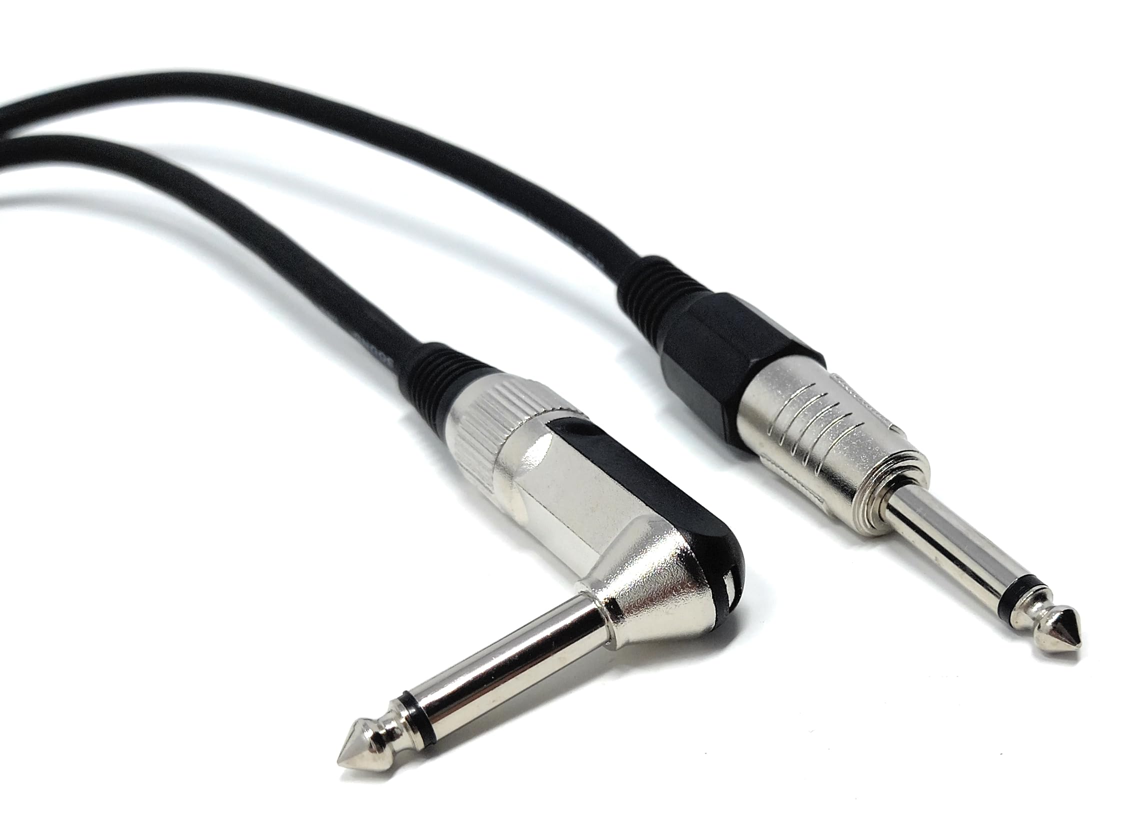 DRUT Mono 6.35mm to 6.35mm Right Angled Shielded Guitar, Mixer, Speaker, Amplifier Lead Male Audio Cable