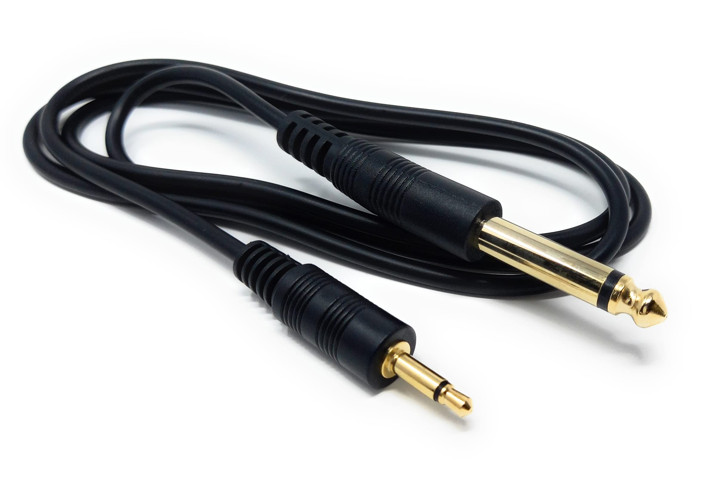 DRUT 3.5mm MONO Jack to 6.35mm MONO Jack Plug Audio TS Coax Cable Lead, Male to Male Gold Flashed Ends