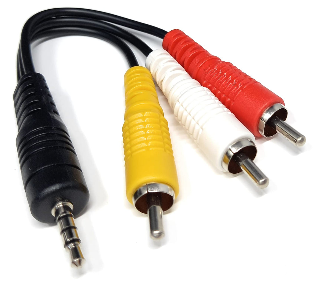 DRUT 3.5mm 4 Pole Jack Plug to 3 x RCA Phono Composite Audio Video AV AUX Lead Cable
