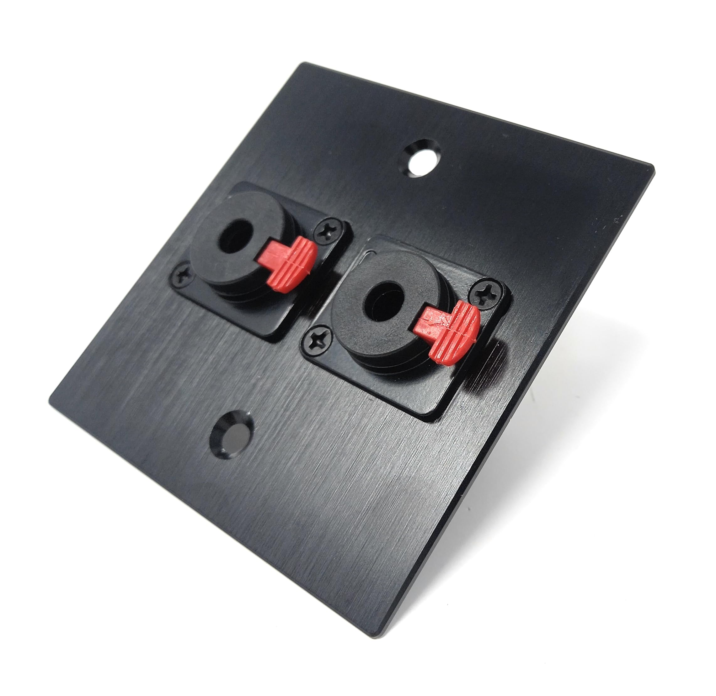 Brushed Aluminium Double 6.35mm Jack Socket (Soldering Ends) D-Series Wall Faceplate – Durable Metal Outlet with Screws