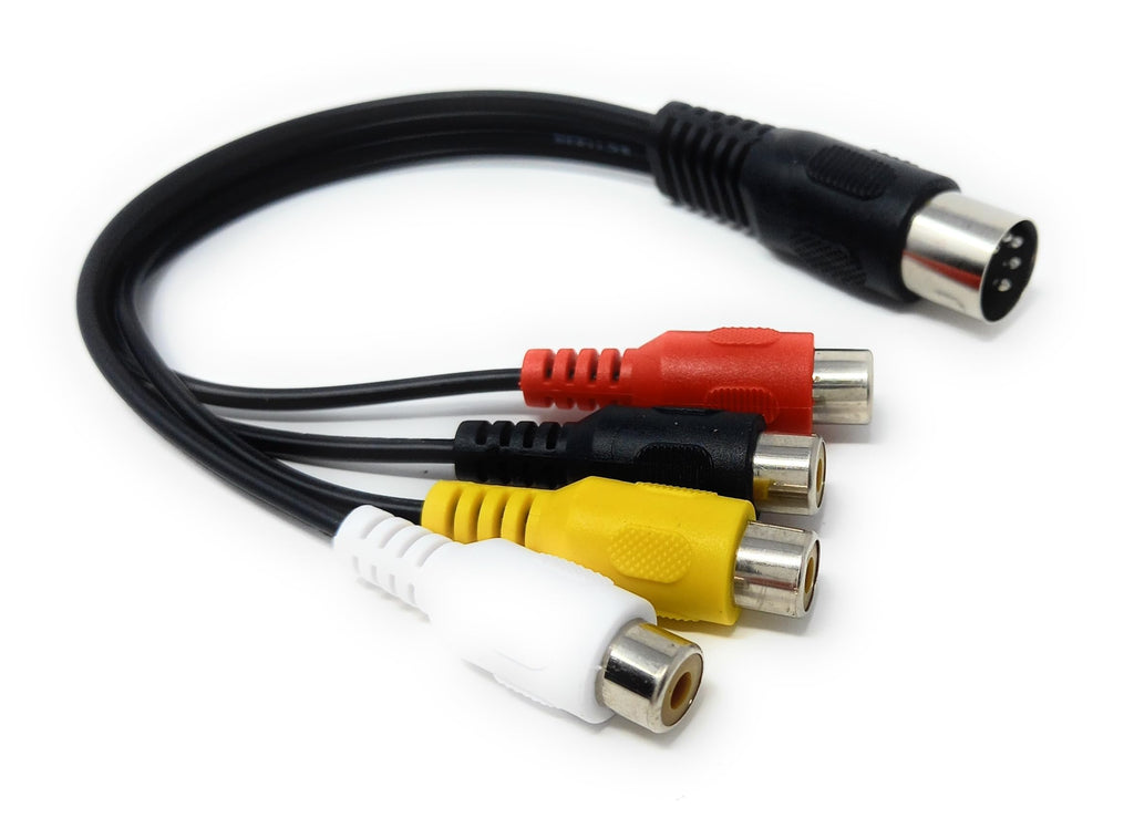5 Pin Din to 4 x RCA Phono Female Sockets Audio Video Lead Cable