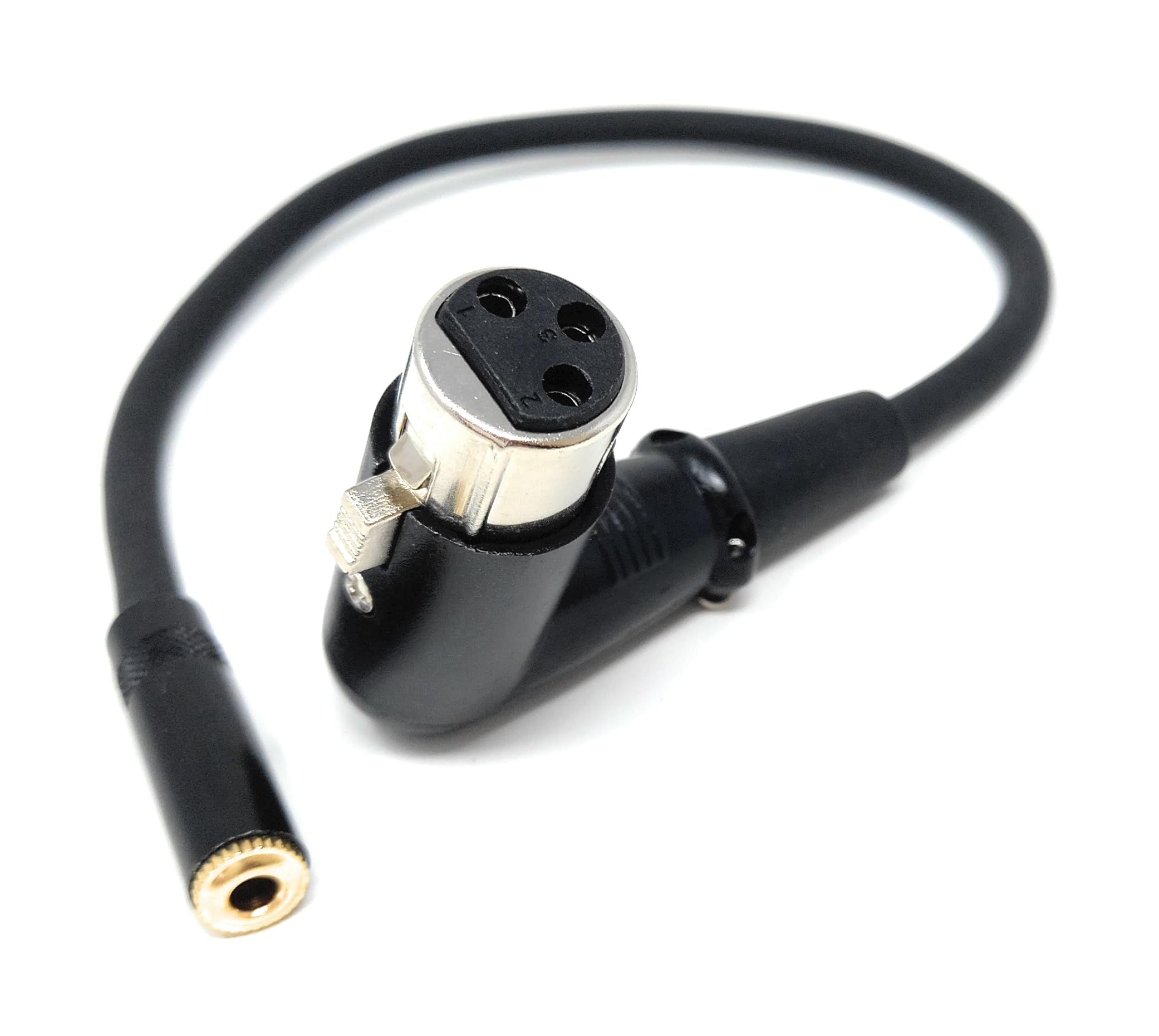 DRUT 3.5mm Female to XLR Female Elbow Audio Adapter Cable 30cm, Right Angle AUX to XLR Converter Lead for Microphone, Mixer, Amplifier, Audio Interface & Recording Equipment