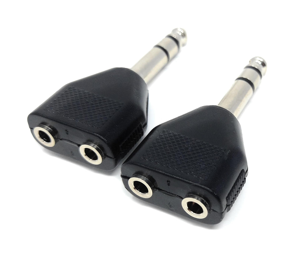 DRUT 2 x 3.5mm Mono Jack Sockets to 1 x 6.35mm Stereo Jack Plug Y Splitter Audio Adapter