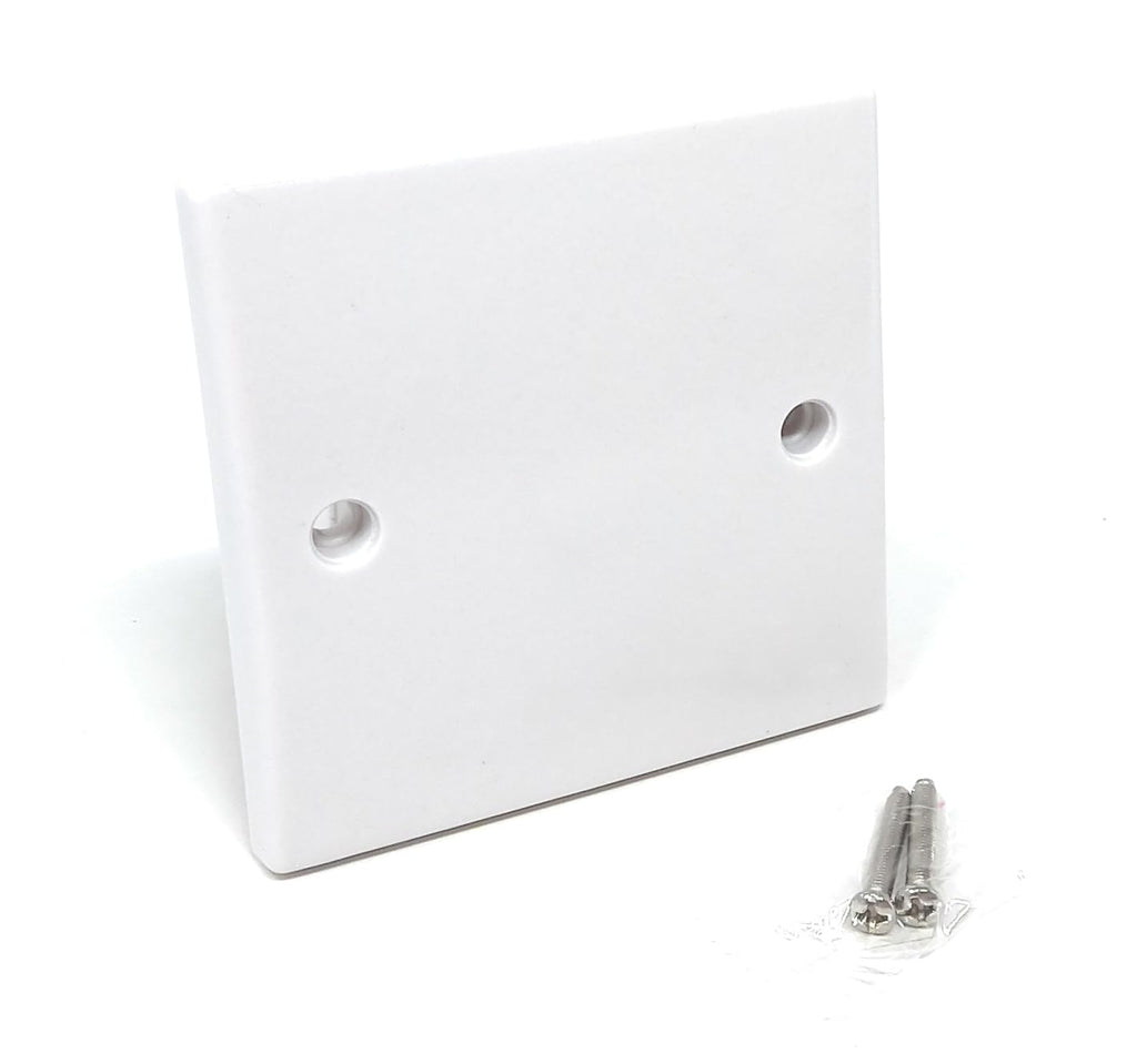 1-Gang Rounded Edge Blanking Plate – White Plastic Cover for Electrical Socket Back Box – Includes Screws, Flush Fit, Clean Finish