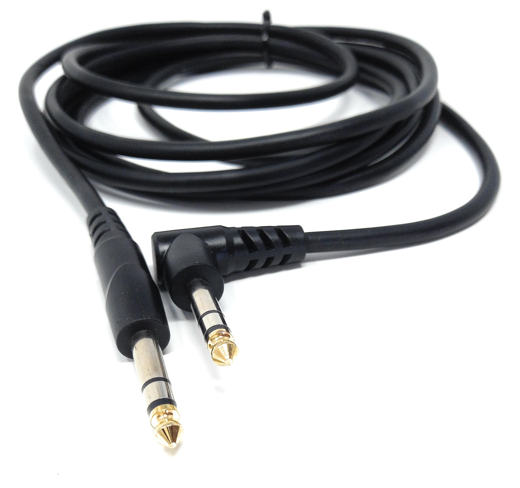 DRUT 6.35mm 1/4" Stereo TRS Male Jack to Right Angled Male Jack, Audio, Music Instrument, Flexible Cable Lead