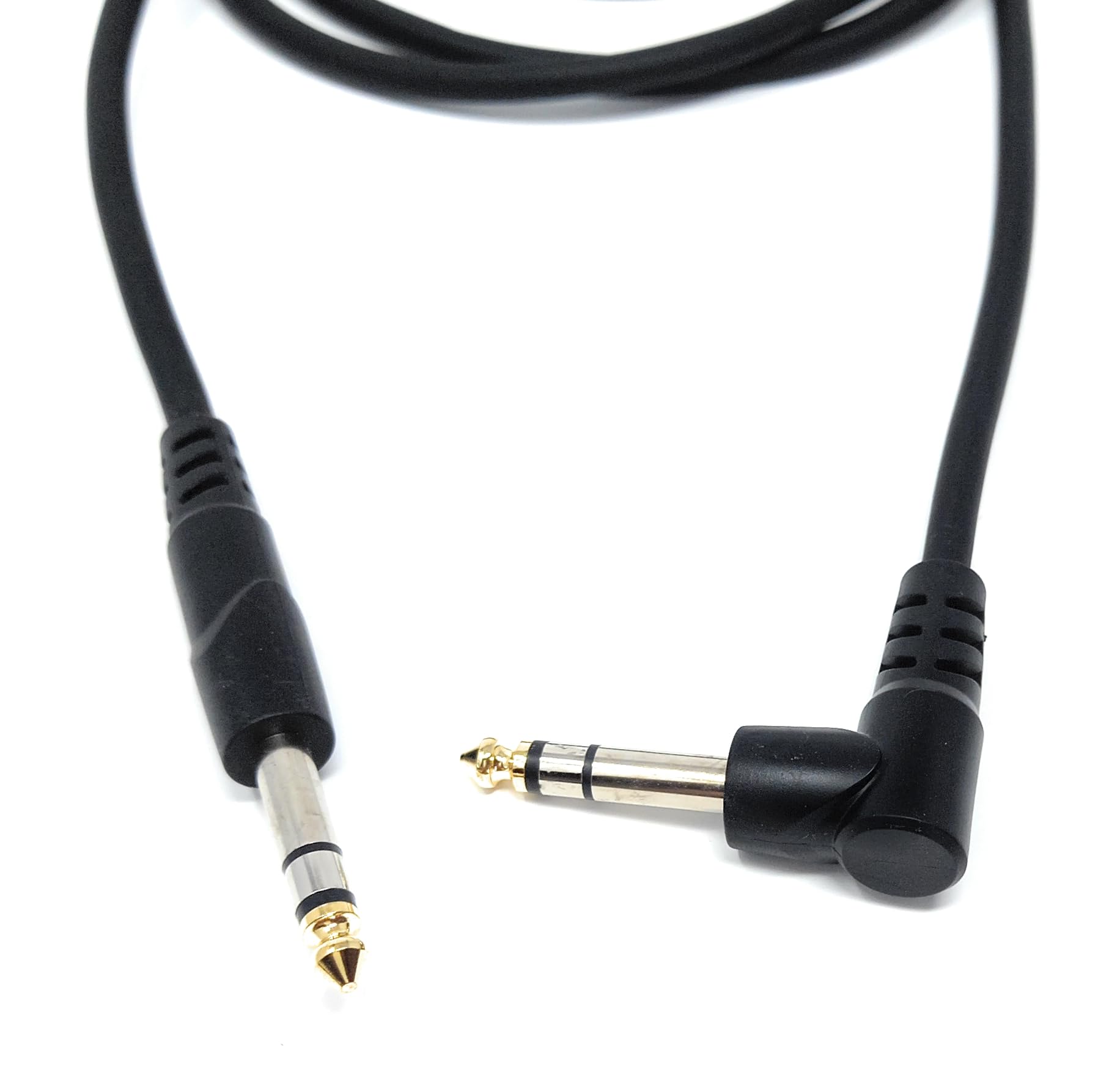 DRUT 6.35mm 1/4" Stereo TRS Male Jack to Right Angled Male Jack, Audio, Music Instrument, Flexible Cable Lead
