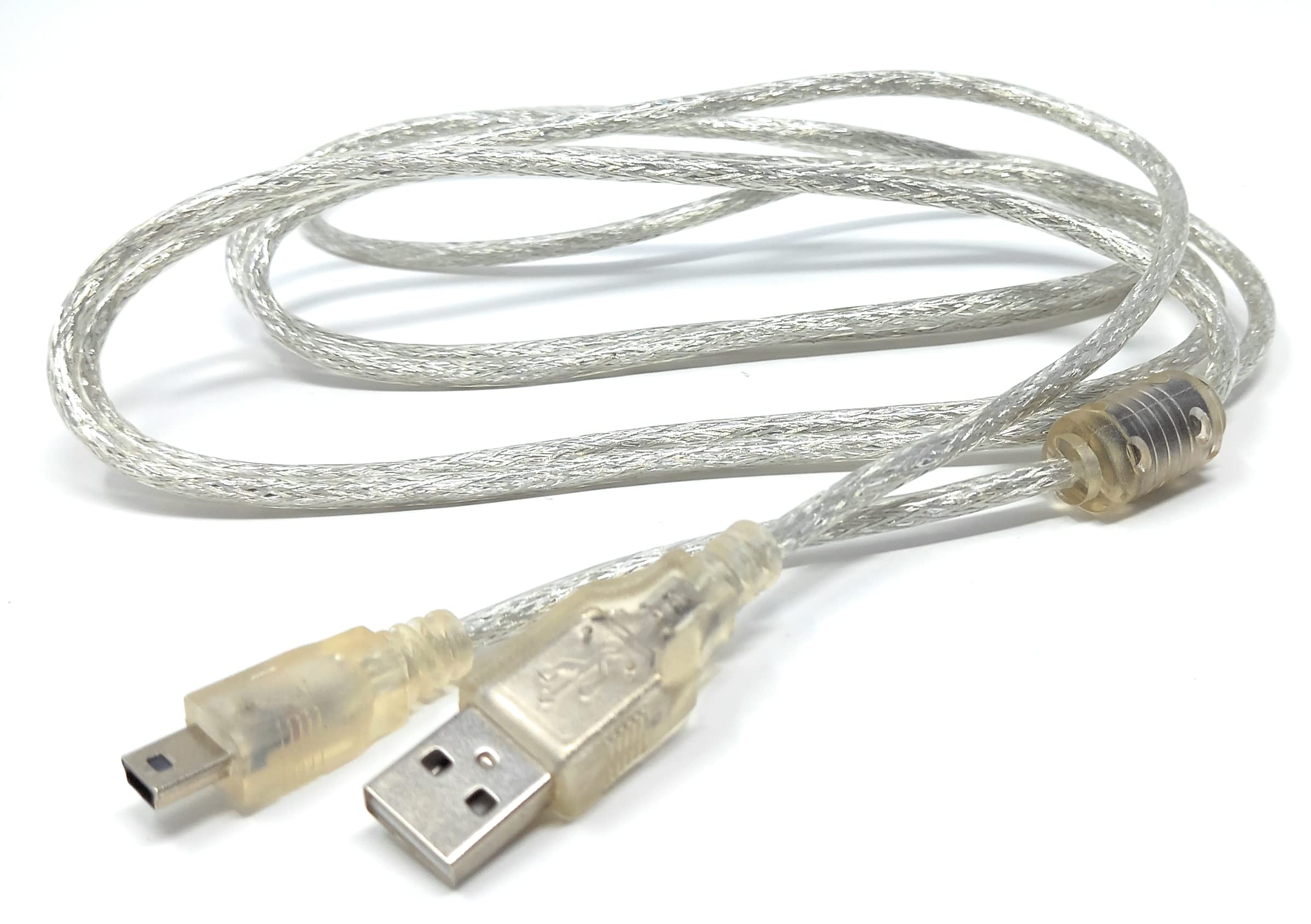 2m Mini USB to USB 24AWG 2.0 Hi-Speed 2.0 A-Male to Mini-B 5pin Cable Power & Data Lead 6,5ft Clear