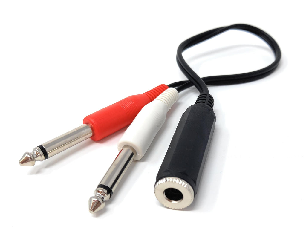DRUT 30cm 6.35mm Mono Jack Socket to 2 x 6.35mm Mono Jack 1/4'' Plugs Adapter Cable Lead