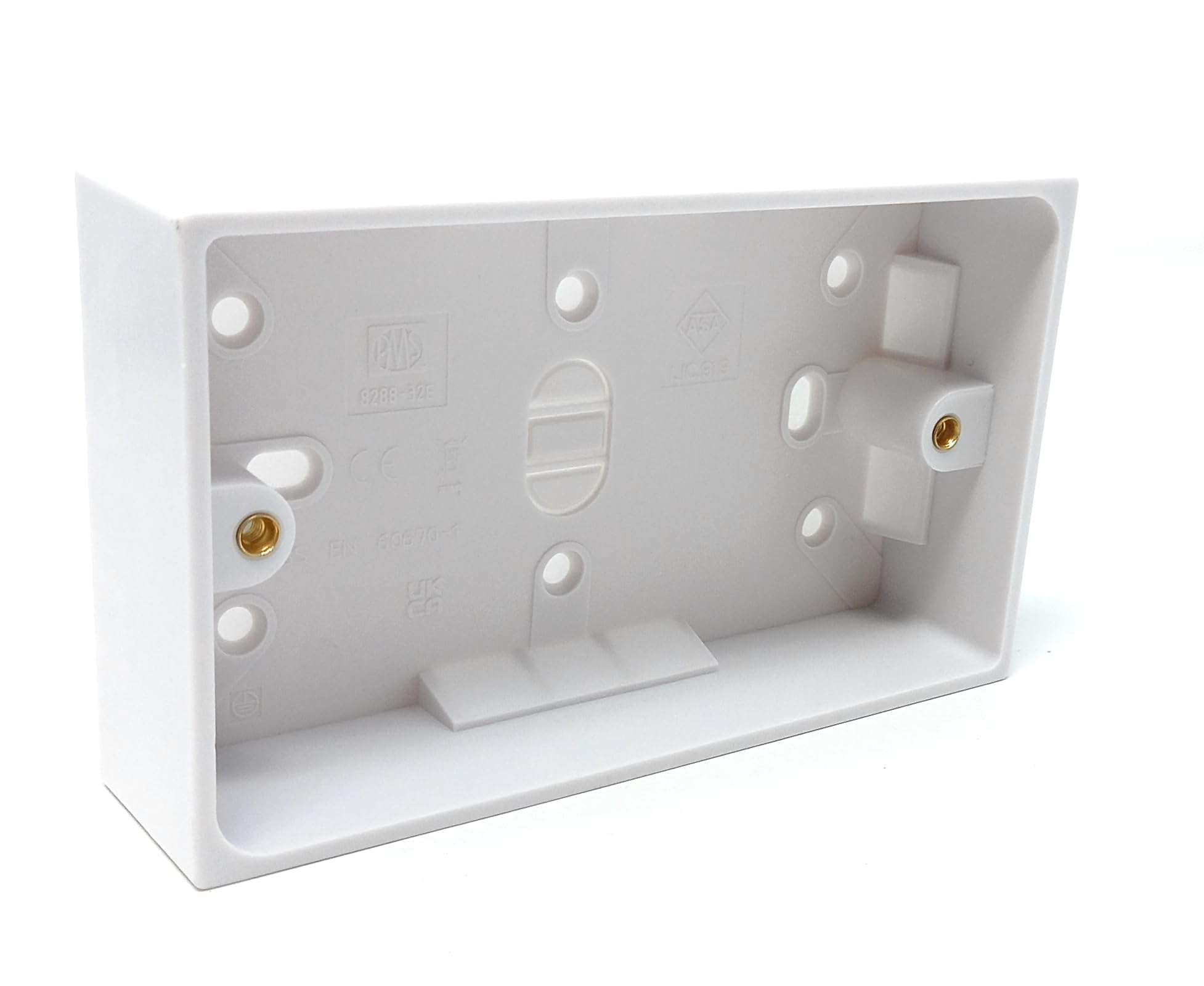 2 Gang Surface Mount Back Box – White Pattress 147mm x 86mm x 32mm, Durable Electrical & Network Faceplate Mounting Box
