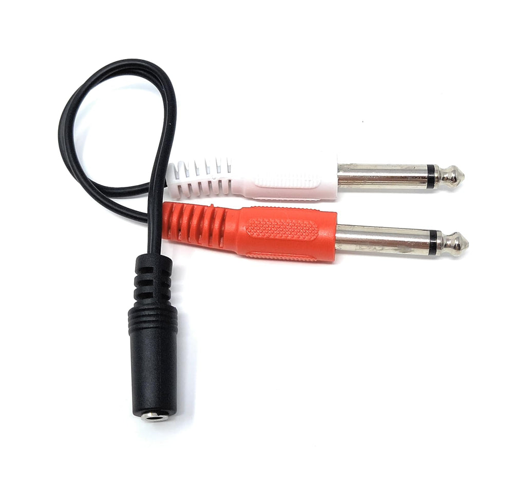 DRUT 15cm 3.5mm Stereo Jack Socket to Twin 6.35mm Mono Jack Plugs Adapter Cable Splitter Lead