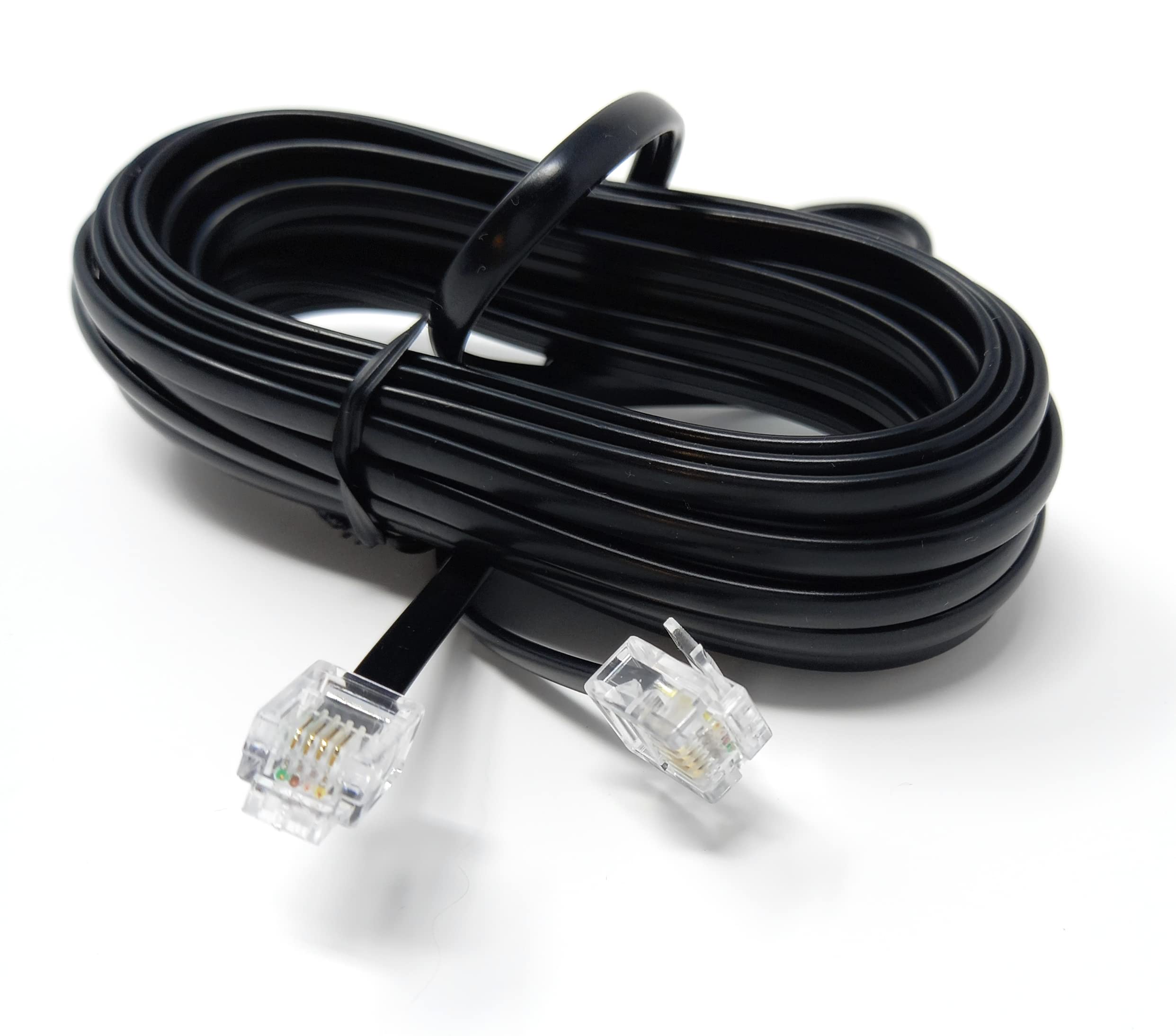 DRUT RJ11 to RJ11 Telephone Landline Cable ADSL (6P4C) Flat Lead High Speed BT Internet Broadband Male to Male Router, Modem, Phone Extension Wire