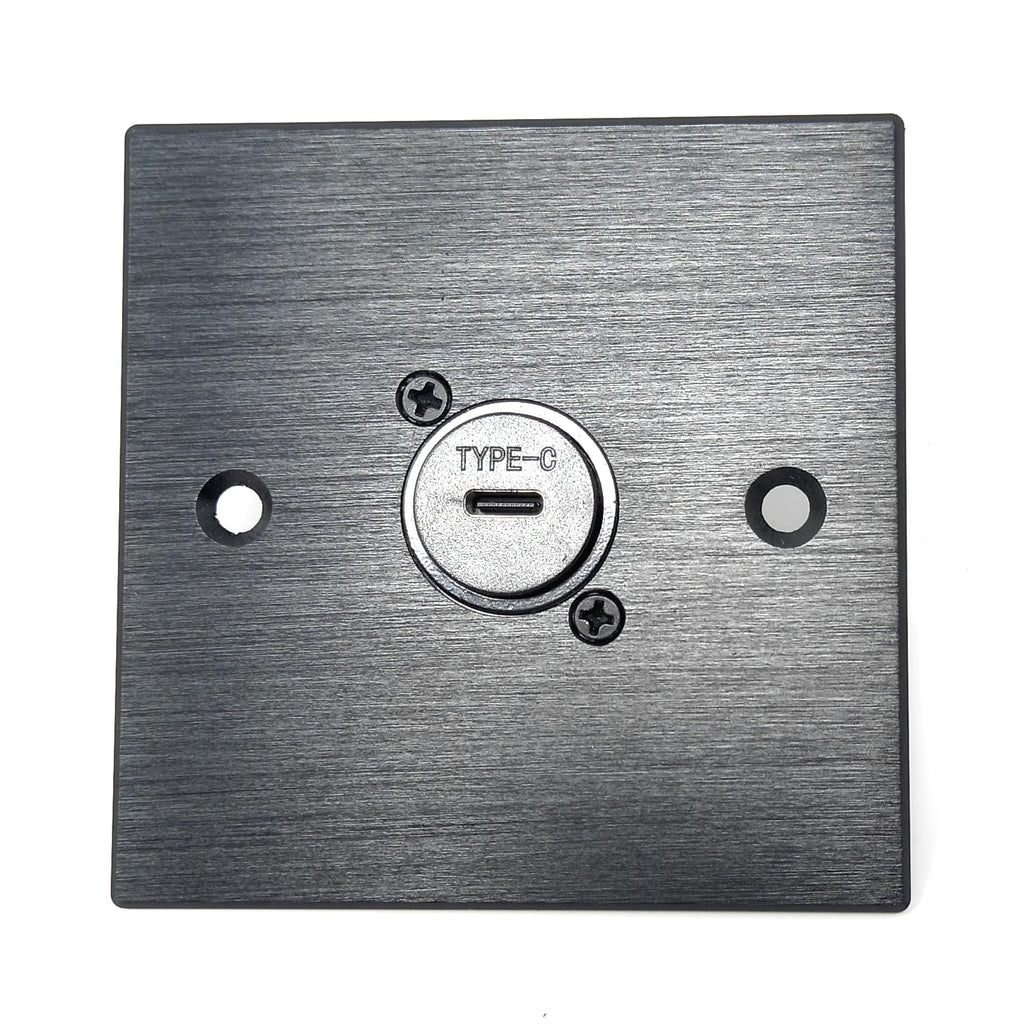 Brushed Aluminium Single USB-C Socket Feedthrough D-Series Outlet Wall Faceplate – Durable Metal Plate with Screws Included