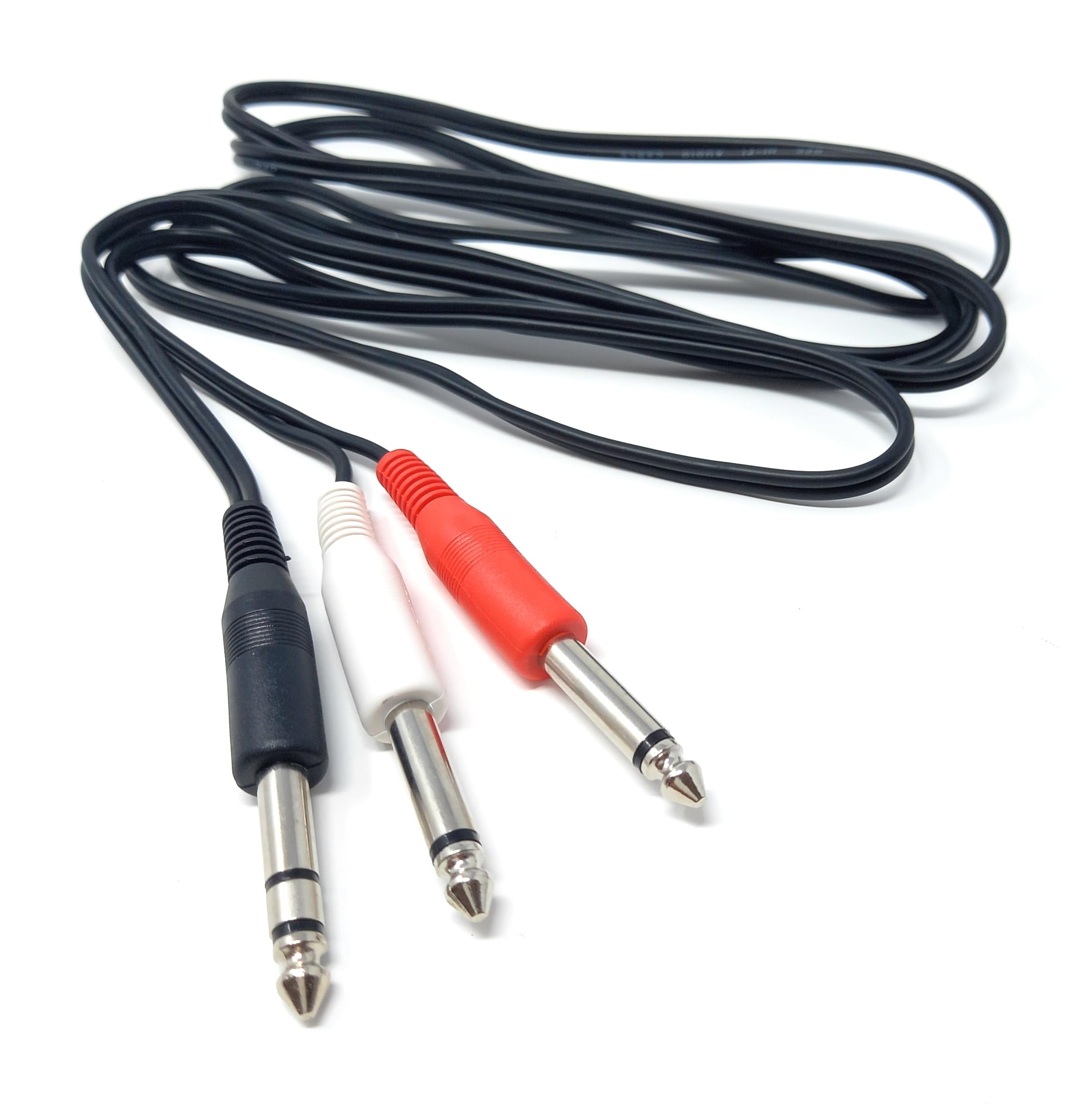 6.35mm Stereo Jack To 2 x 6.35mm Mono Jack Y Splitter TRS Stereo to Twin 1/4 Inch TS Mono Lead Cable