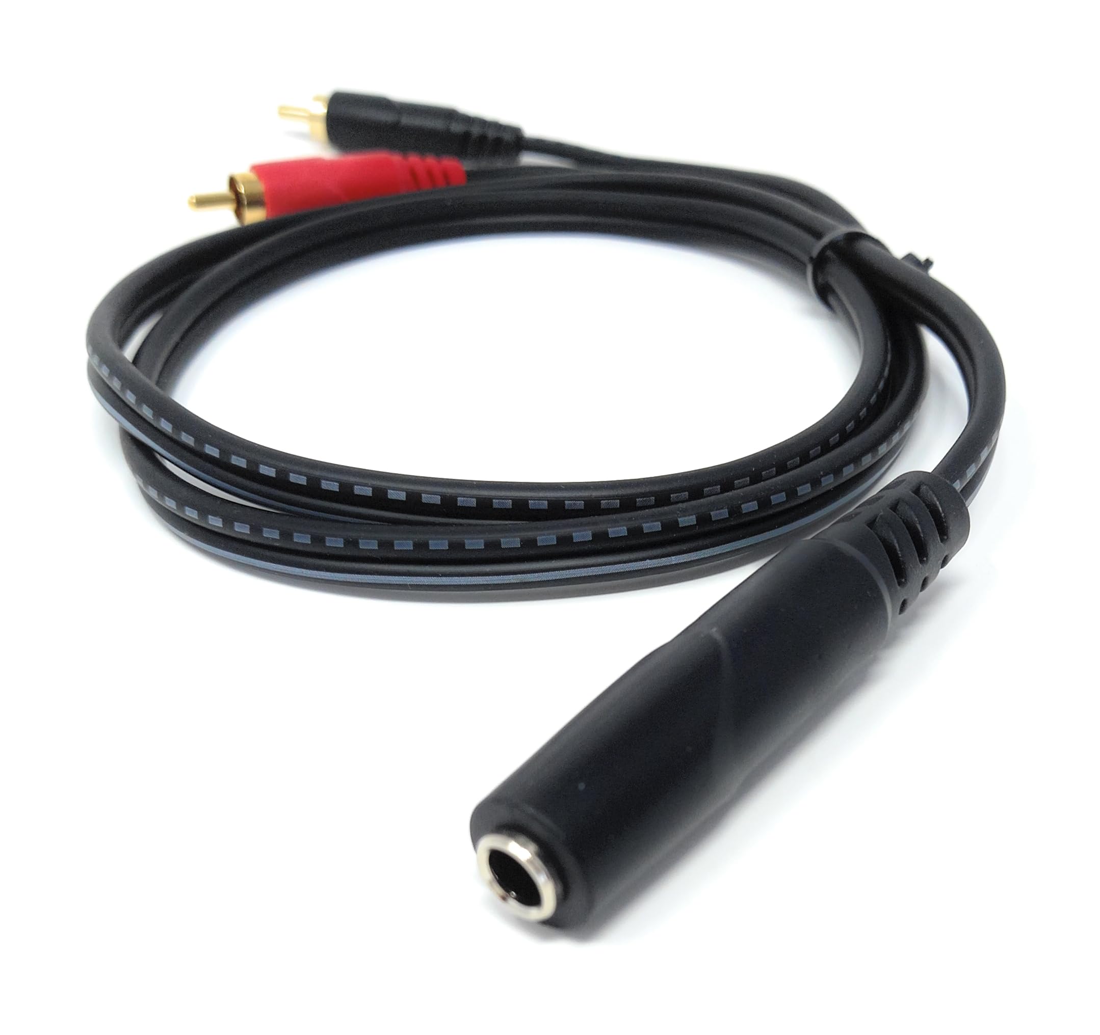 DRUT 6.35mm to 2 x RCA Splitter Cable, 6.35 TRS Female to Dual RCA Male Stereo Audio Lead for Music Instruments, Mixer (Gold Plated)