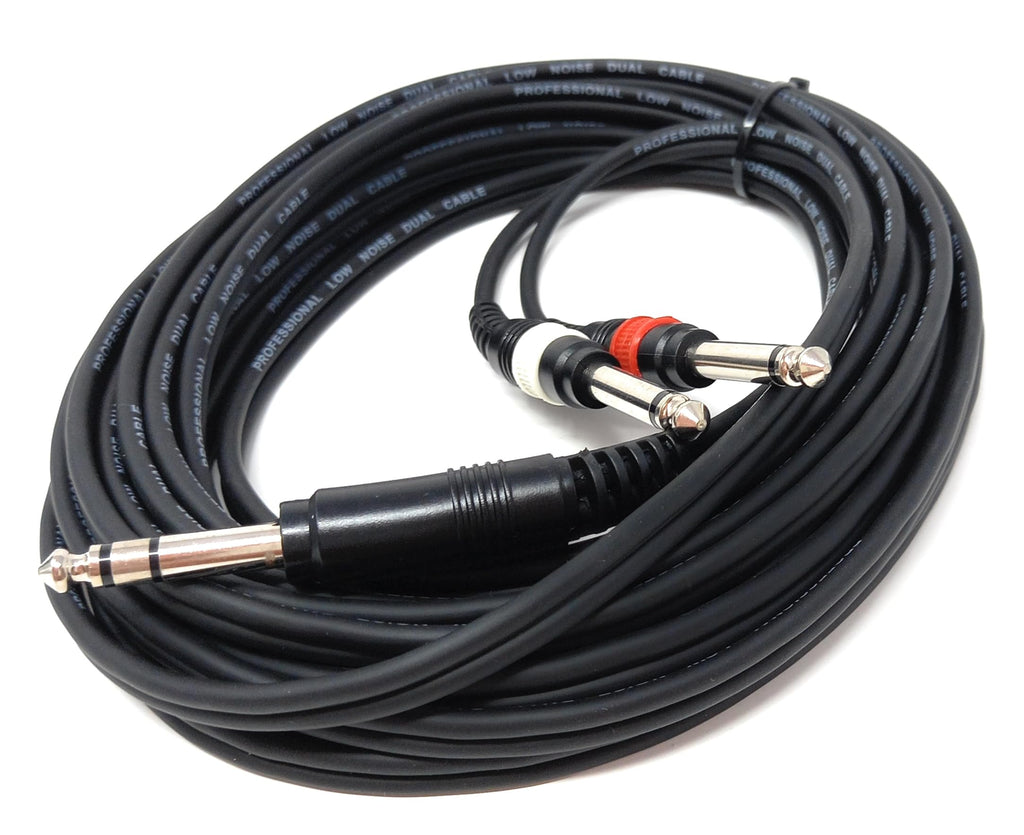 DRUT 6.35mm Stereo Jack to Twin 6.35mm Mono Jacks Male to Male TRS Cable