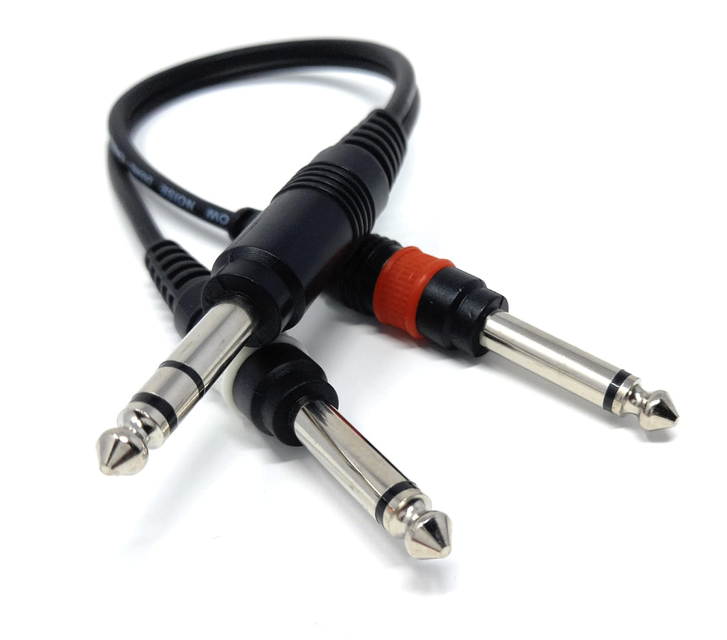 DRUT 6.35mm Stereo Jack to Twin 6.35mm Mono Jacks Male to Male TRS Cable