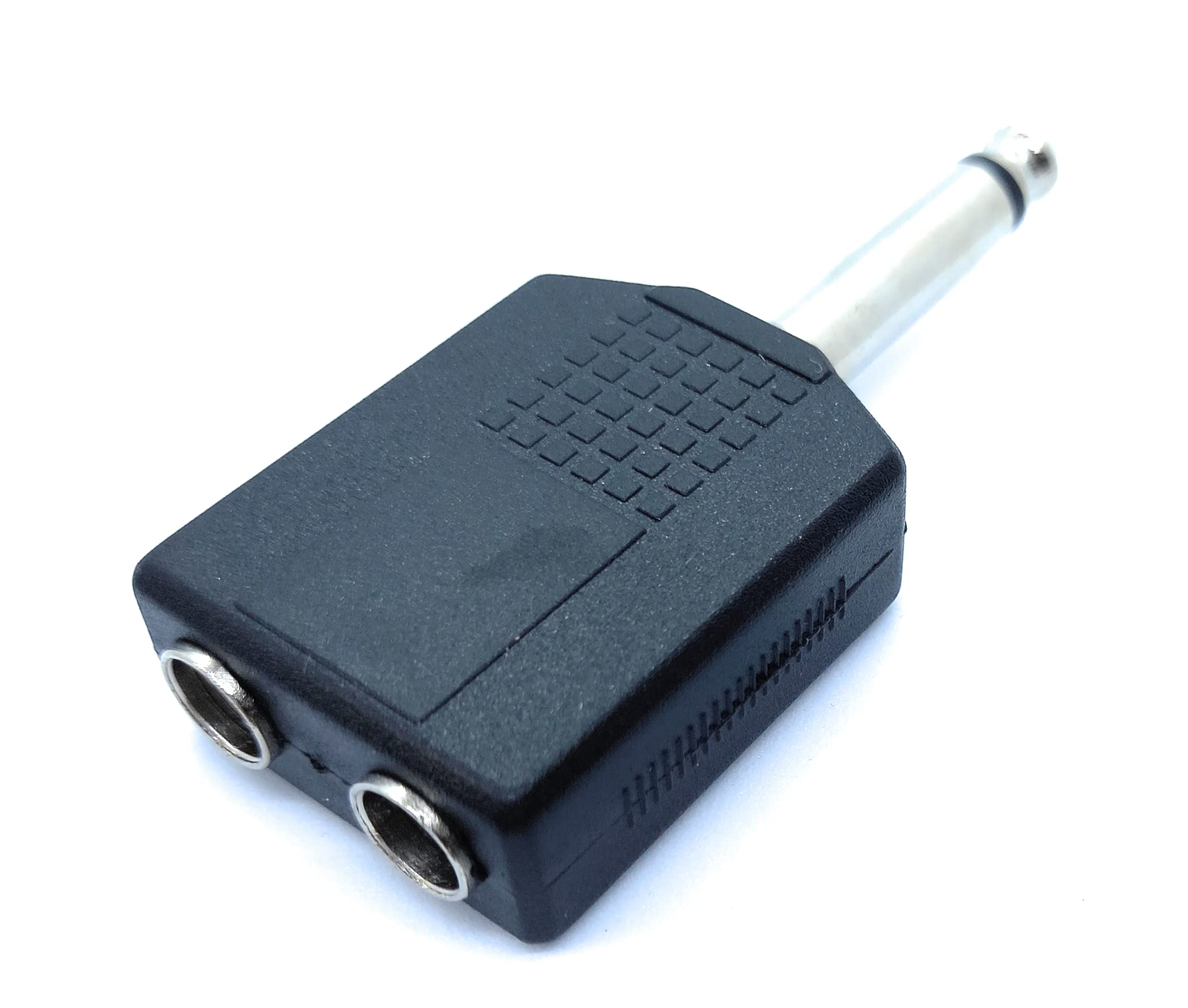 1pcs 6.35mm Mono Jack Plug to 2 x Twin 6.35mm Mono Jack Socket Splitter Adapter Dual Mono 1/4 Y Adaptor