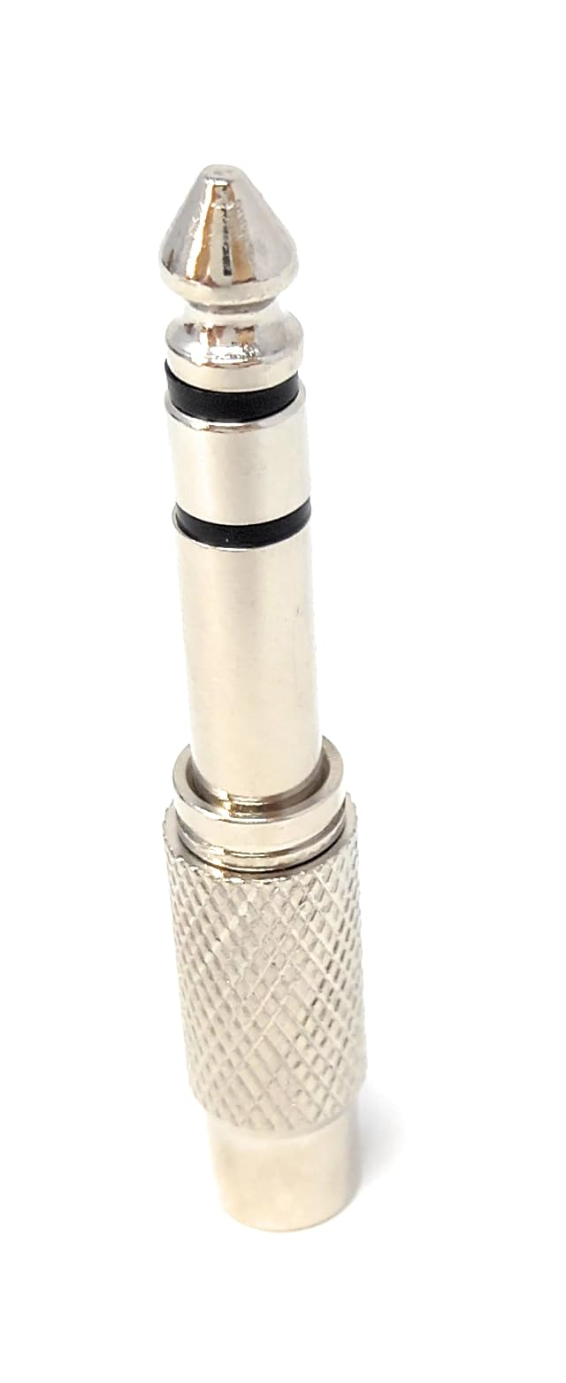 DRUT RCA Phono Socket to 6.35mm Stereo Jack Plug Adapter, Nickel Plated Audio Connector for Amplifiers, Mixers, Instruments, DJ Equipment