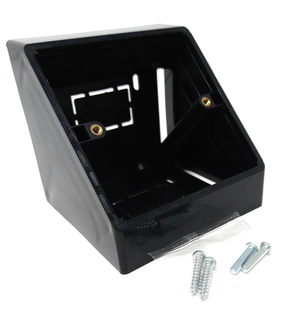 1pcs. 1 Gang Pattress Electrical Back Box - 45 Degree Angled Surface Mount, 85mm x 85mm for Faceplates and Workbench Installations, Black