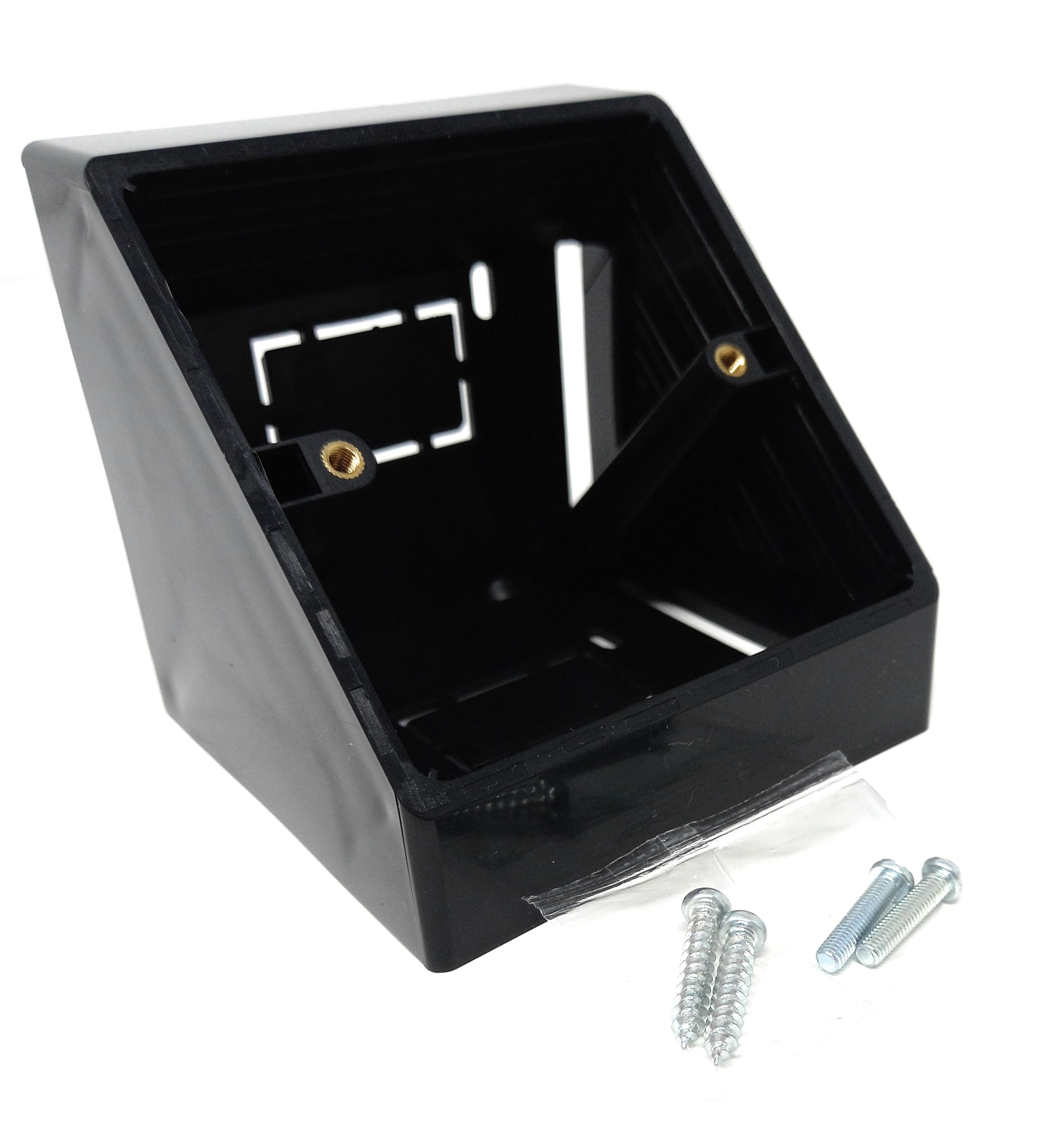 1pcs. 1 Gang Pattress Electrical Back Box - 45 Degree Angled Surface Mount, 85mm x 85mm for Faceplates and Workbench Installations, Black