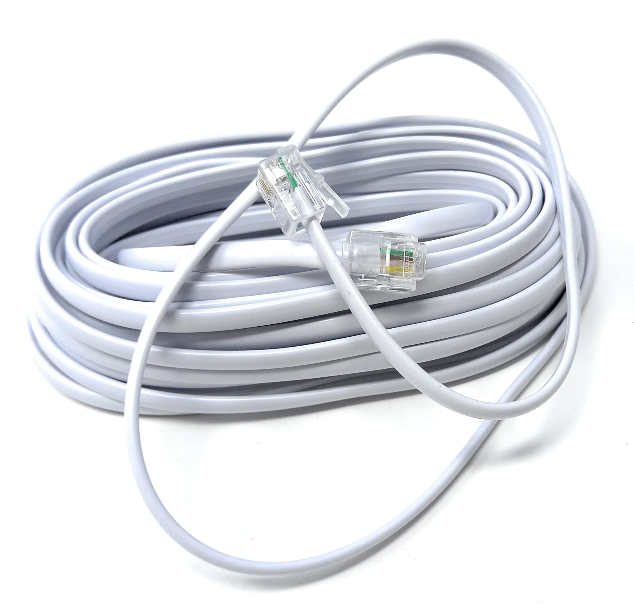 DRUT RJ11 to RJ11 Telephone Landline Cable ADSL (6P4C) Flat Lead High Speed BT Internet Broadband Male to Male Router, Modem, Phone Extension Wire
