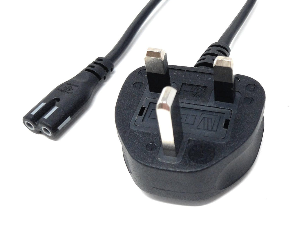 UK Power Cable 3A Fused Plug to C7 Figure-8 Lead – Compatible with PS5, PS4, Xbox, Laptops, Smart TVs, DVD Players, and Chargers