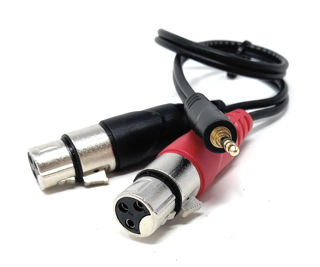 DRUT 3.5mm Stereo Jack to 2 x XLR Female Cable – Audio Splitter Lead for Microphones, Mixers, Speakers, DJ, Studio and Recording Equipment