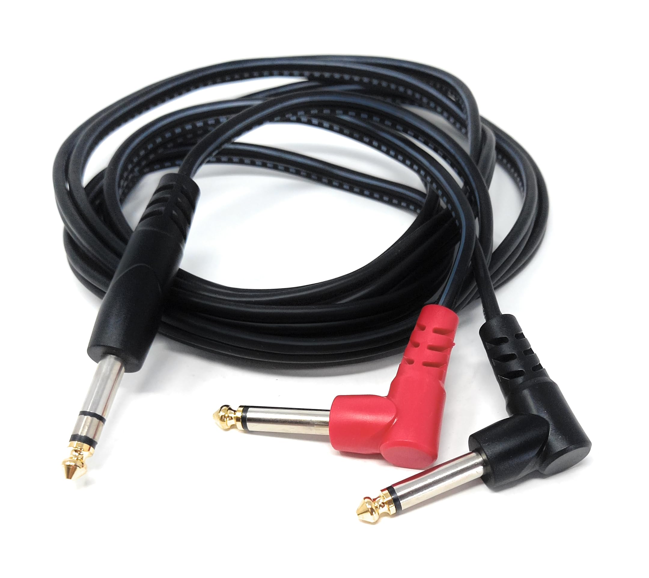 DRUT 6.35mm 1/4" Stereo Jack to 2 x Mono Jacks Audio Cable Lead for Music Instruments, Mixer, AMP, Guitar