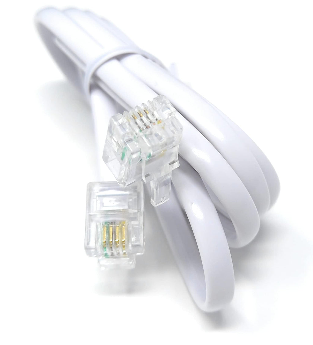 DRUT RJ11 to RJ11 Telephone Landline Cable ADSL (6P4C) Flat Lead High Speed BT Internet Broadband Male to Male Router, Modem, Phone Extension Wire