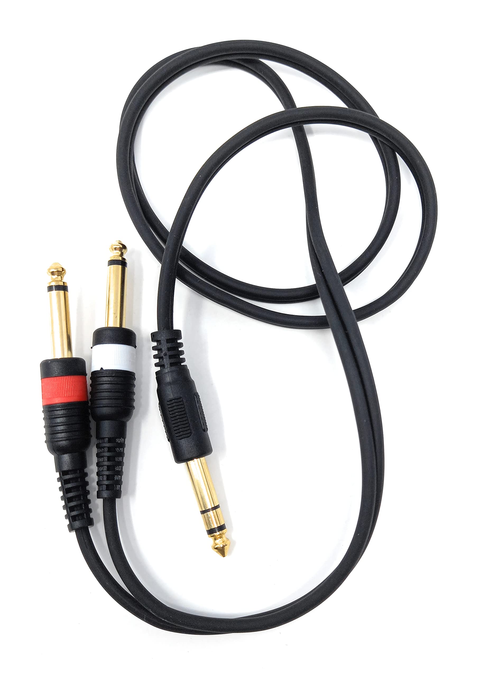 DRUT 6.35mm Stereo Jack to Twin 6.35mm Mono Jacks Male to Male TRS Cable