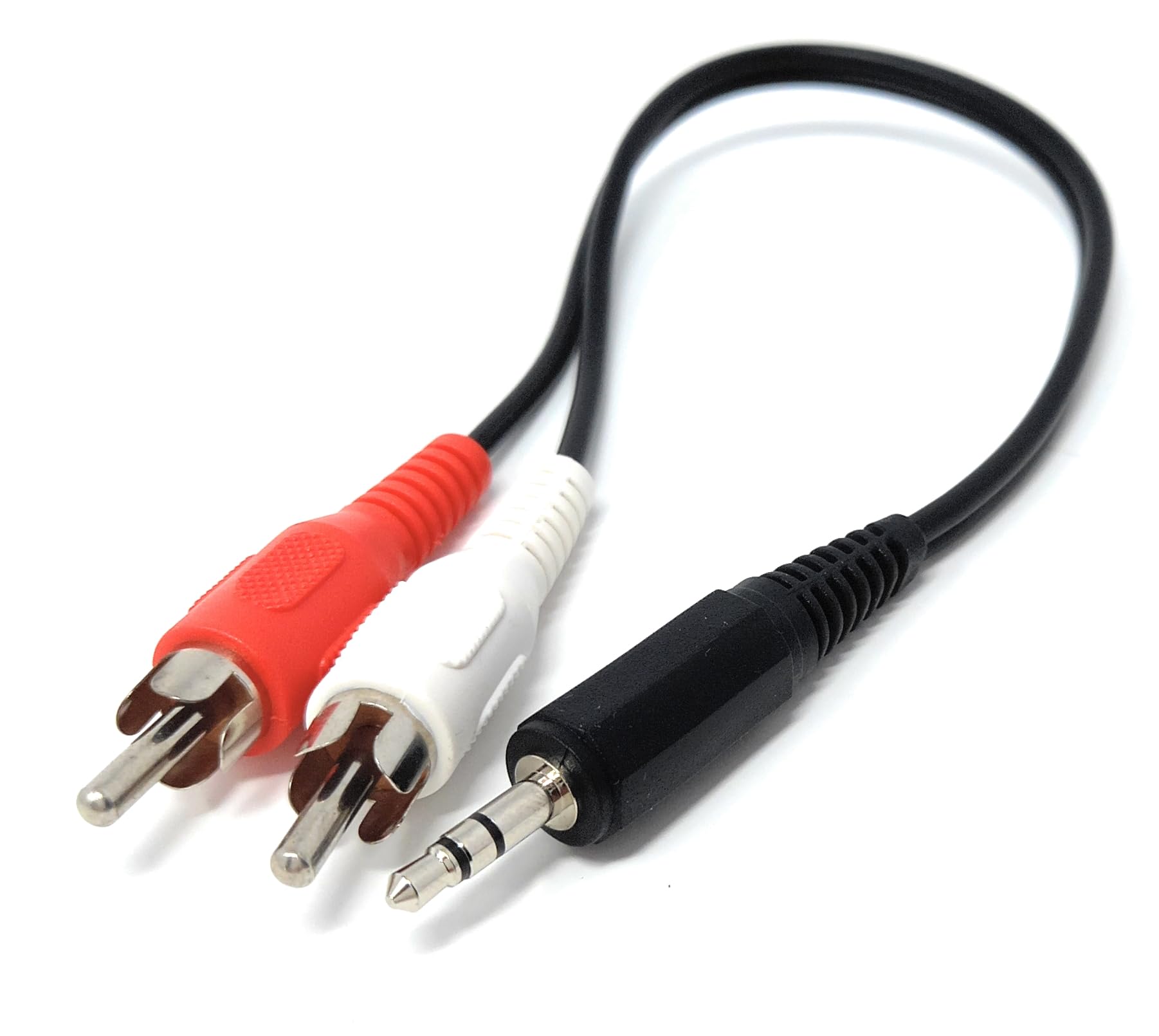 DRUT 3.5mm Stereo AUX Jack to 2 x RCA Phono Stereo Audio Cable Lead, Nickel Connectors