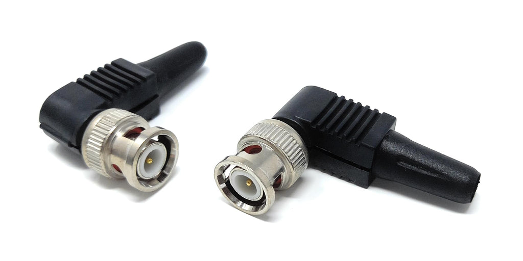 DRUT BNC Male Right-Angle Connector Adapter for CCTV Cameras, Soldering Replacement for Home Security Systems