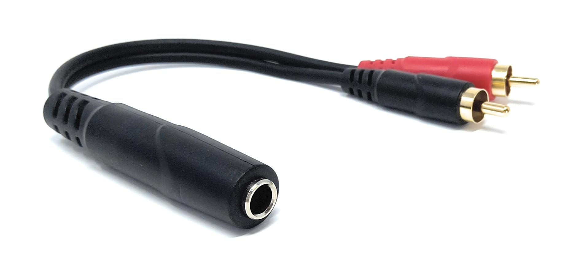 DRUT 6.35mm to 2 x RCA Splitter Cable, 6.35 TRS Female to Dual RCA Male Stereo Audio Lead for Music Instruments, Mixer (Gold Plated)