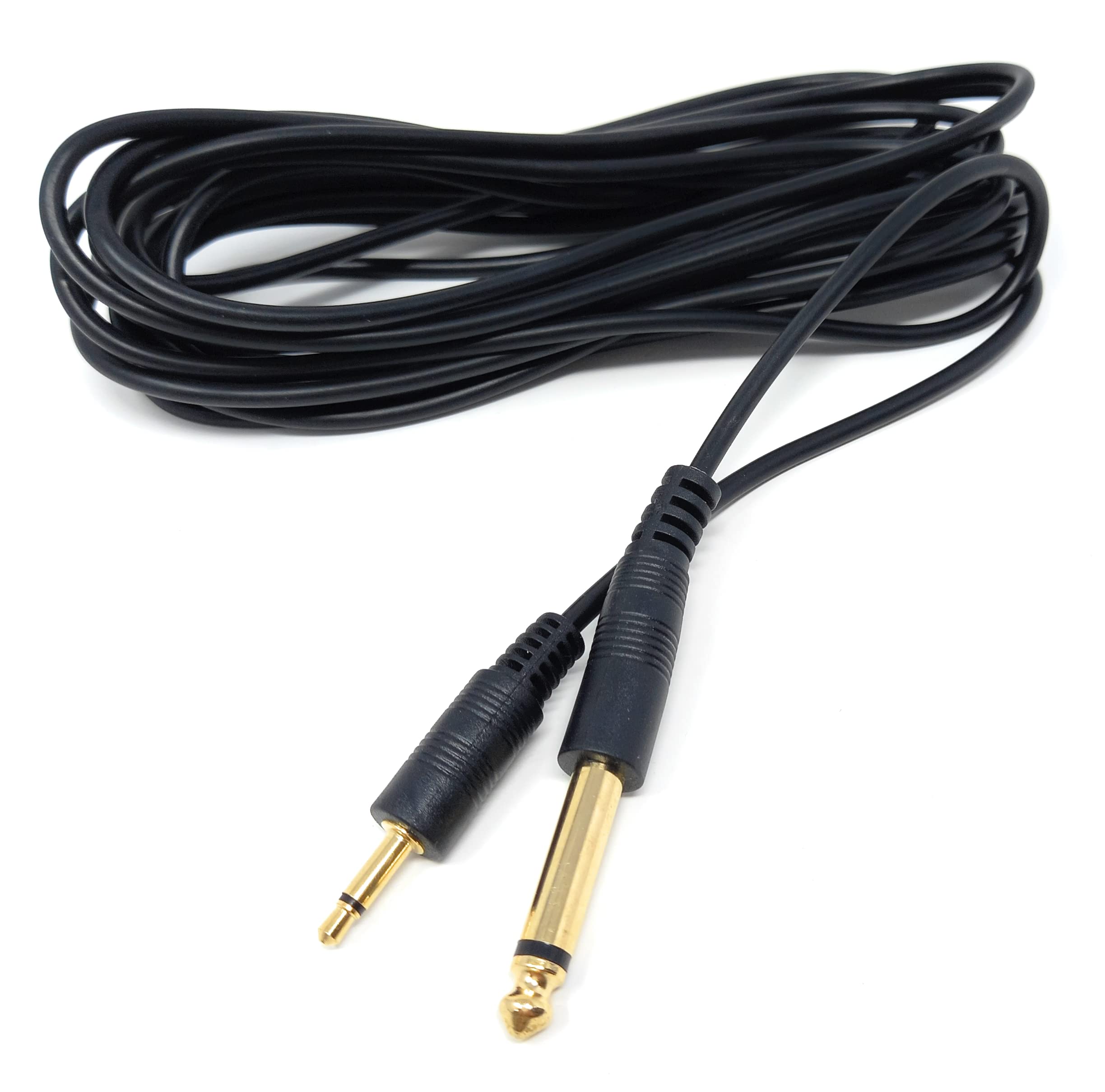 DRUT 3.5mm MONO Jack to 6.35mm MONO Jack Plug Audio TS Coax Cable Lead, Male to Male Gold Flashed Ends