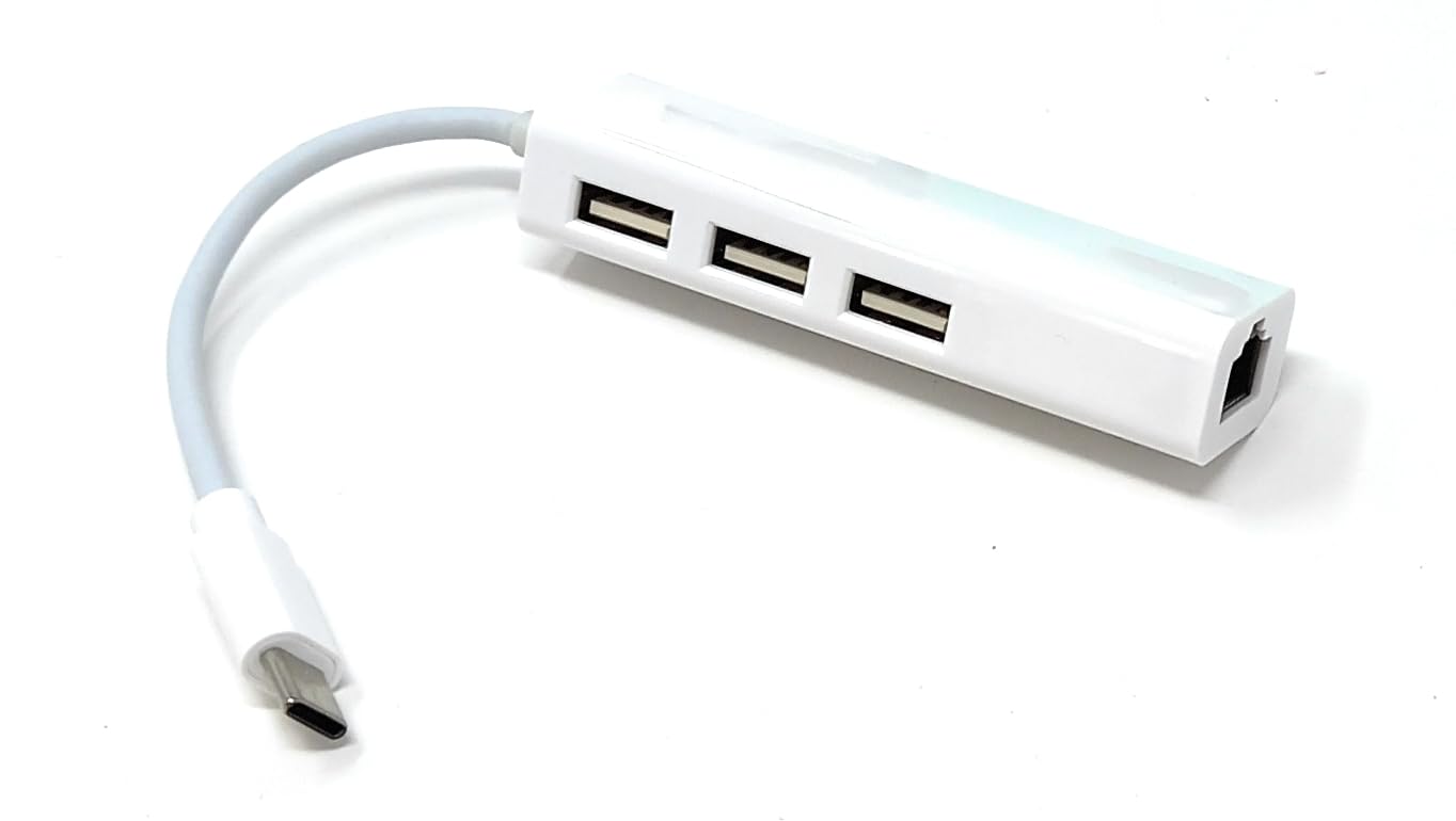 USB C Hub with 3 USB Ports and RJ45 Ethernet Adapter, Type-C to USB Splitter with LAN Port, High Speed Data Hub for Laptop, PC, Tablet & USB-C Devices 13cm