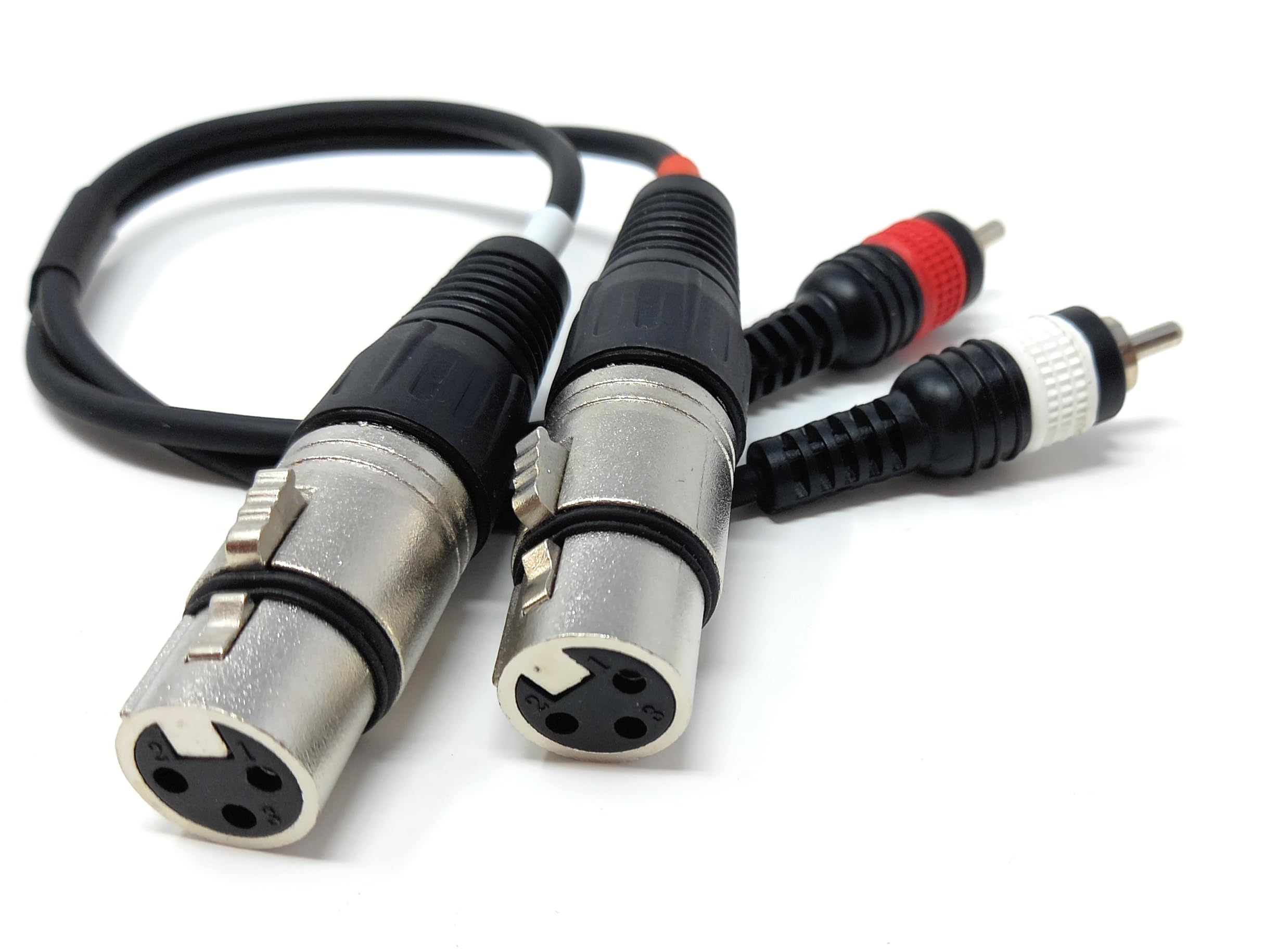 DRUT Twin 2 x XLR Female Sockets to 2 x RCA Phono Male Plugs Shielded Stereo Audio Cable Compatible with Mixers, Amplifiers, Music Instruments
