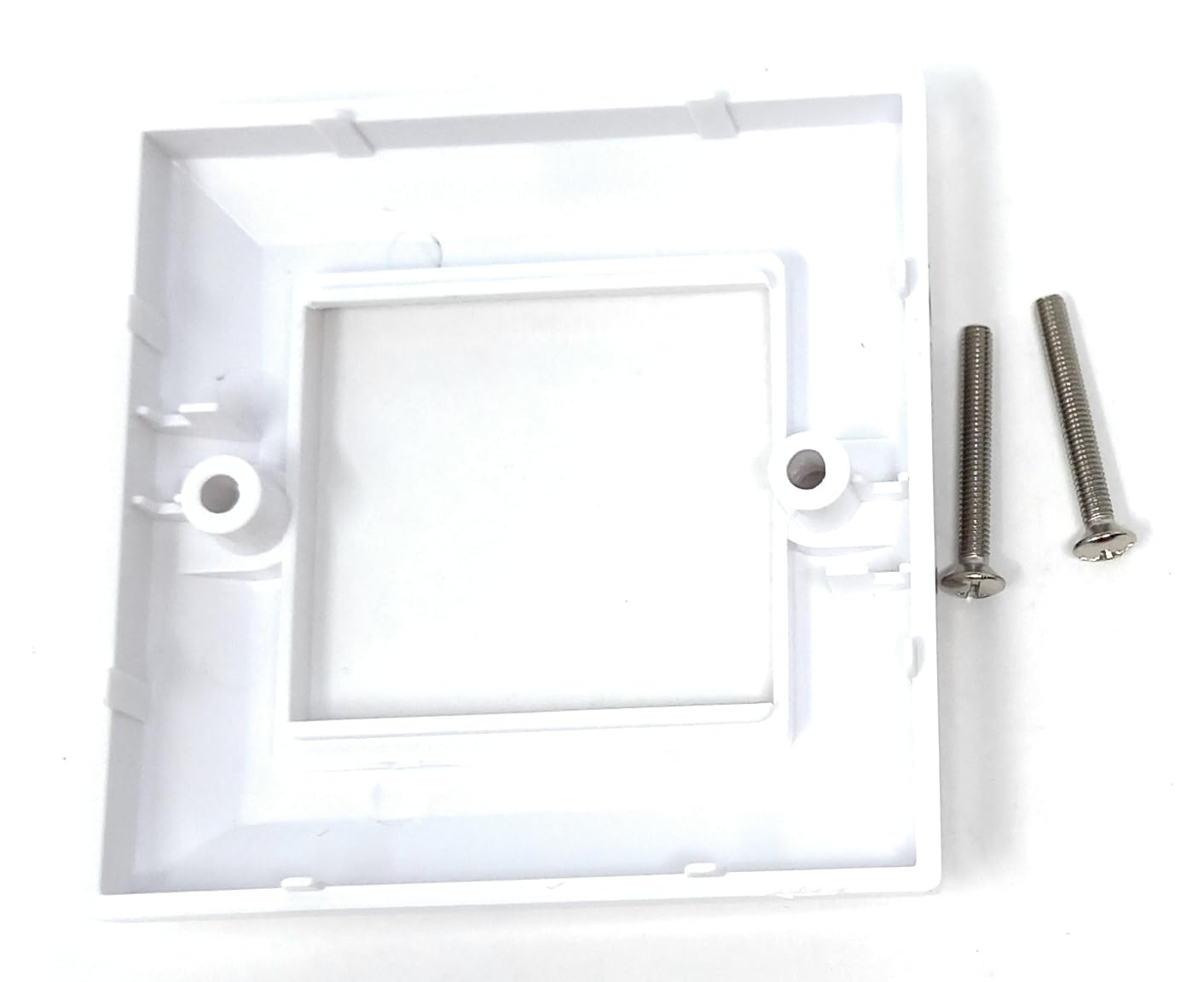 Single Gang White Wall Plate Faceplate Frame 85mm x 85mm for 2 x Euro Modules, Screws Included