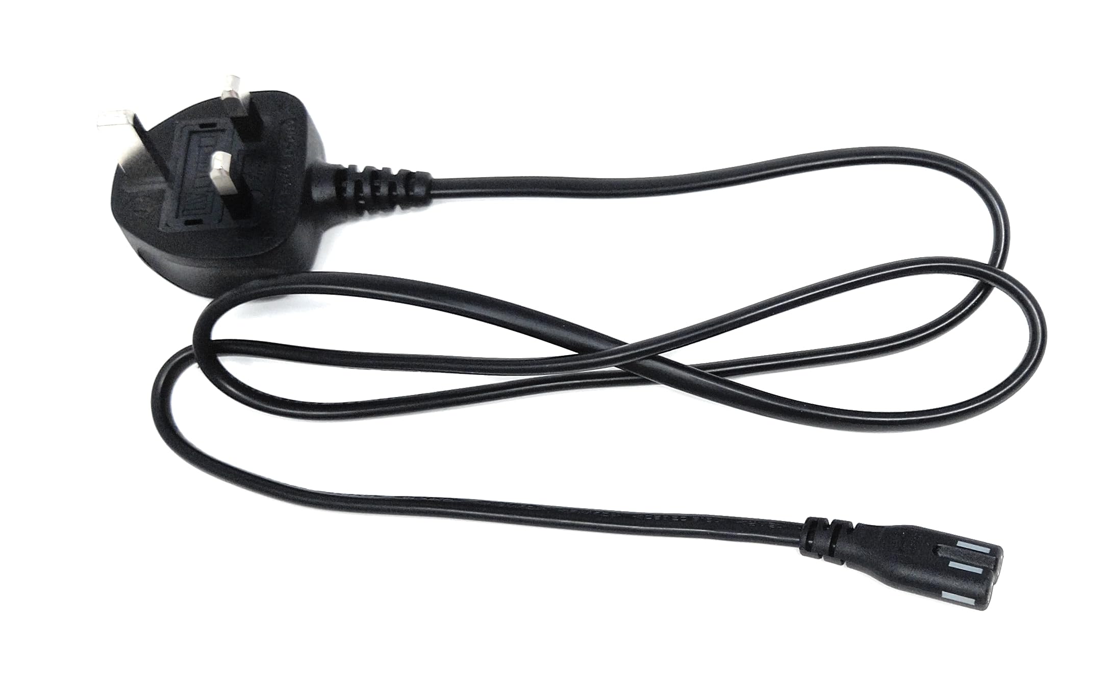 UK Power Cable 3A Fused Plug to C7 Figure-8 Lead – Compatible with PS5, PS4, Xbox, Laptops, Smart TVs, DVD Players, and Chargers