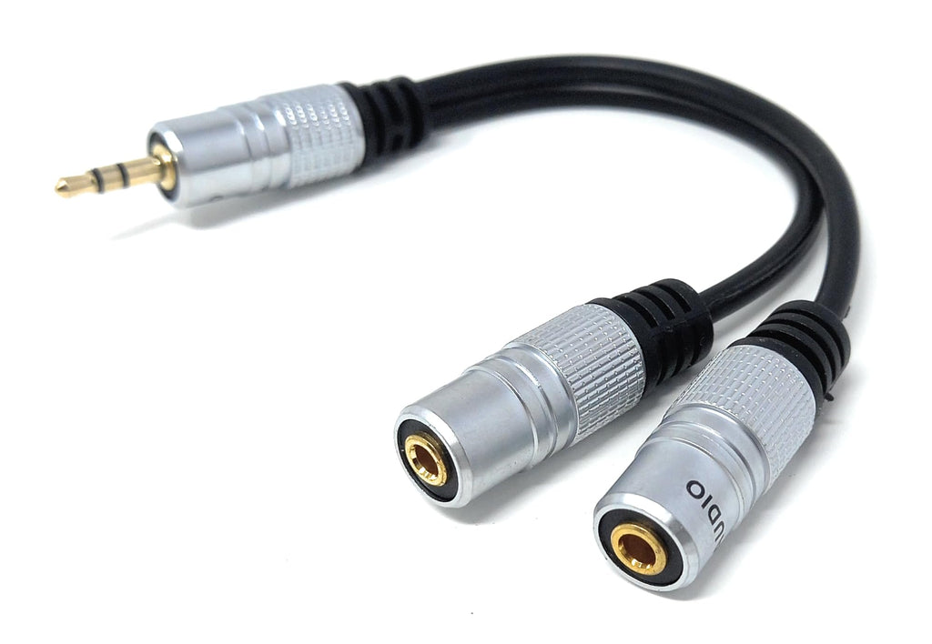 DRUT 15cm 3.5mm Headphone Splitter Jack Male to 2 x Dual Socket Female Cable Lead Audio Stereo Y-Splitter AUX Adapter