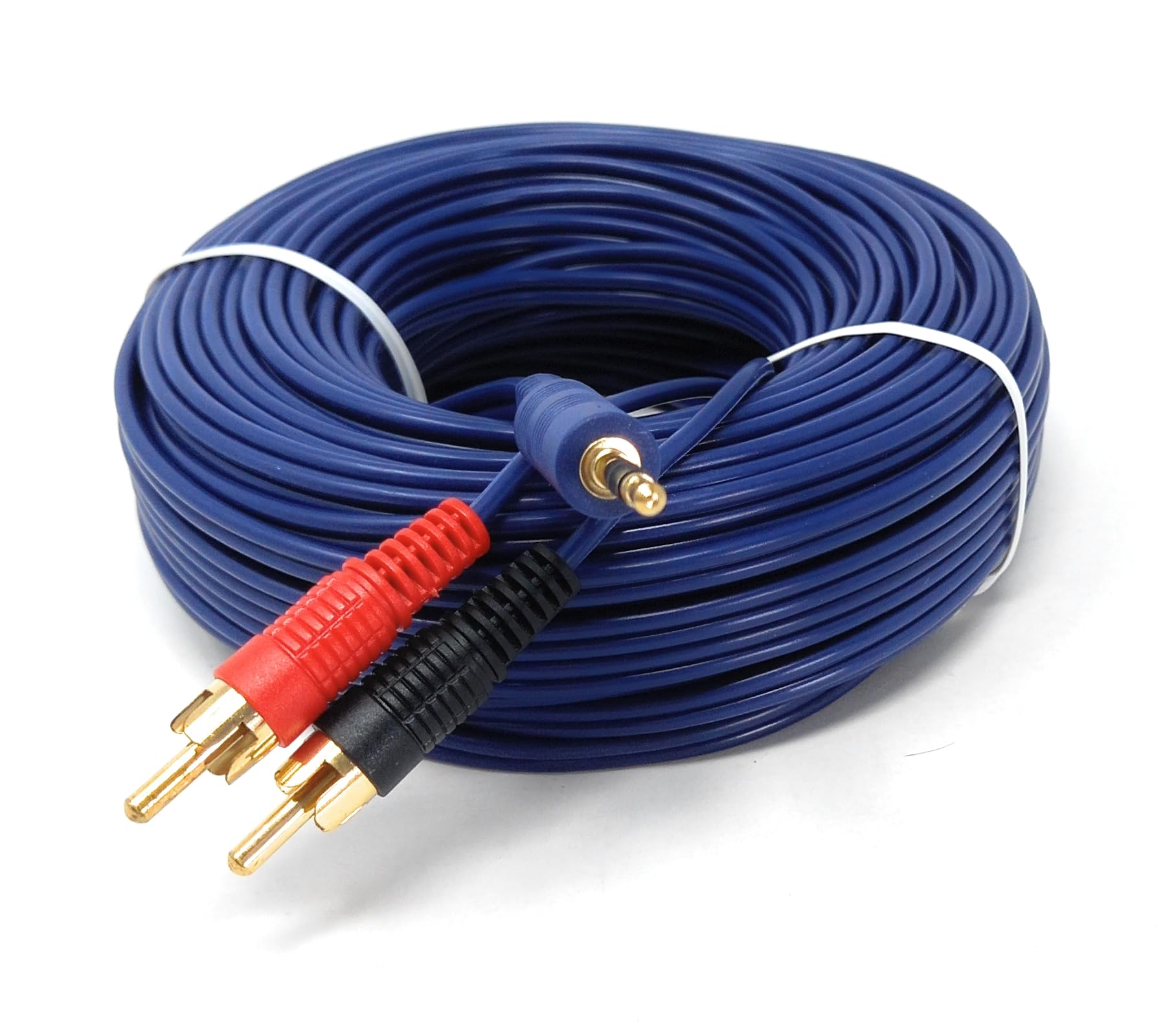 DRUT 20m 3.5mm to Twin RCA Stereo Aux Phono Audio Cable Mini Jack Lead Cord Y Splitter Headphone Cord RCA Y Splitter Adapter 65ft Blue Gold Connectors